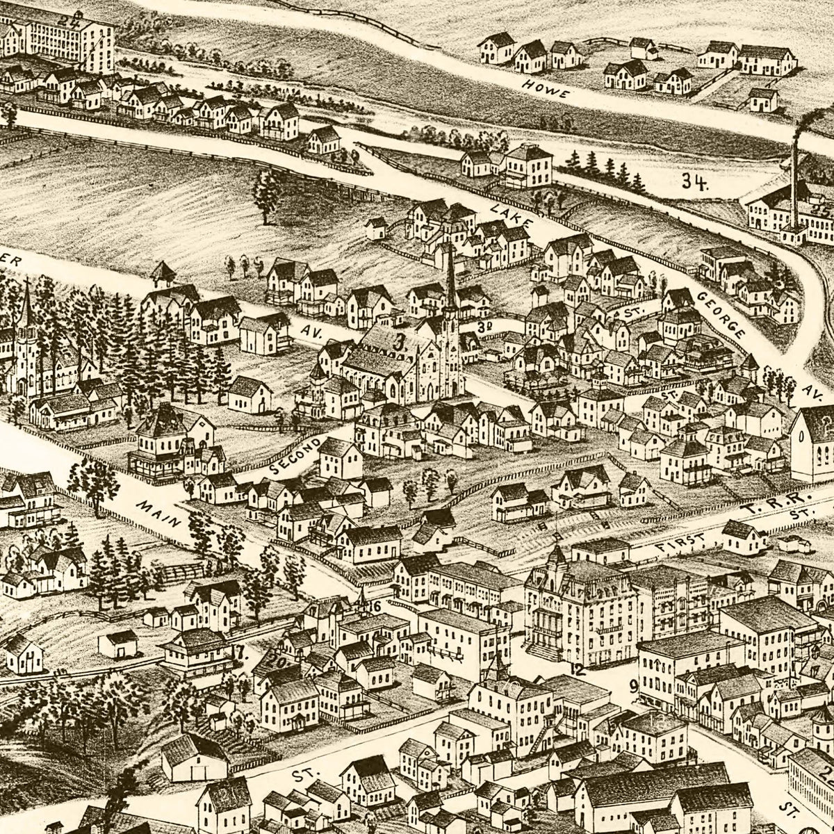 1891 Vintage Map Print of Ticonderoga, New York