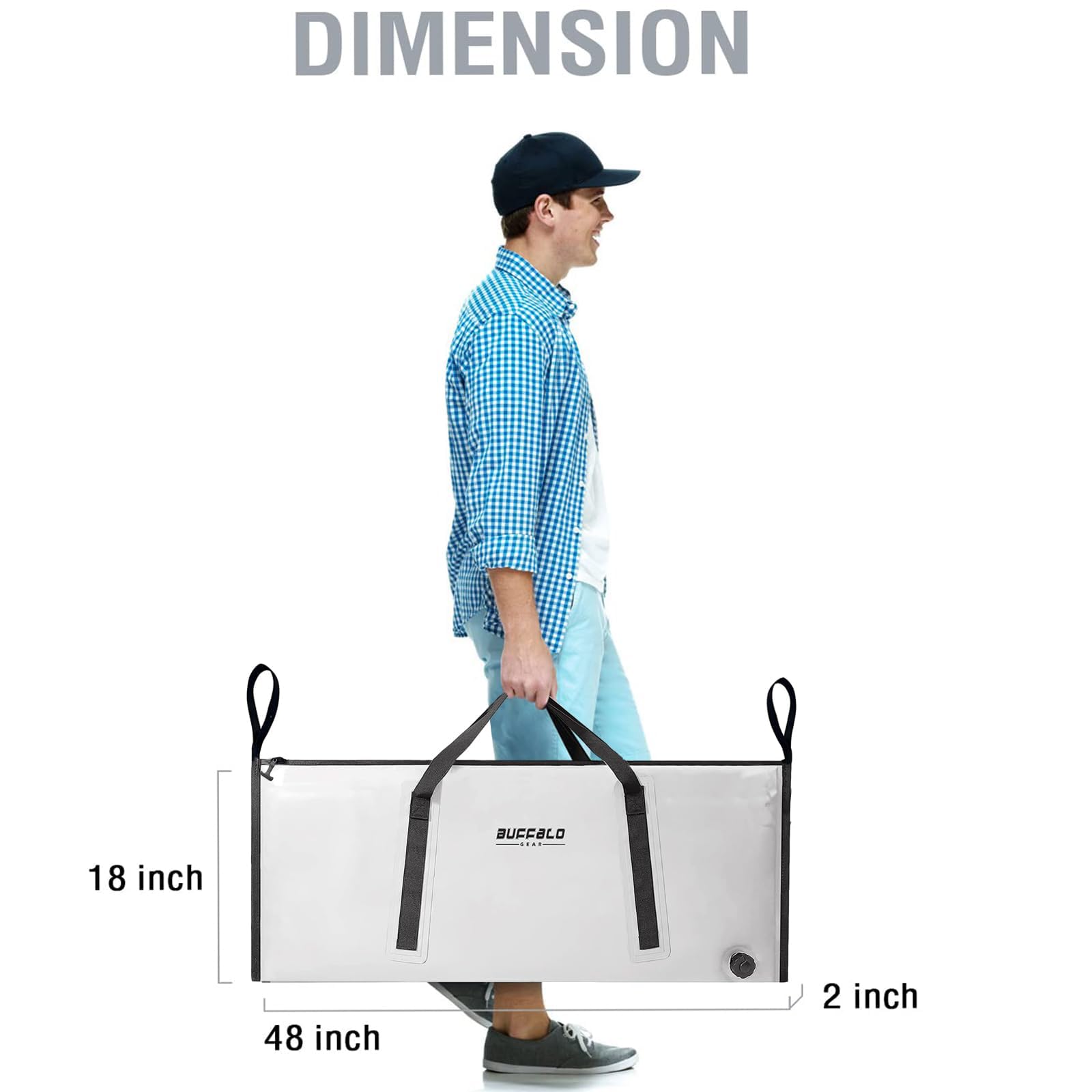 Insulated Fish Cooler Bag — 48×18", 24+ Hour Ice, 3 Colors