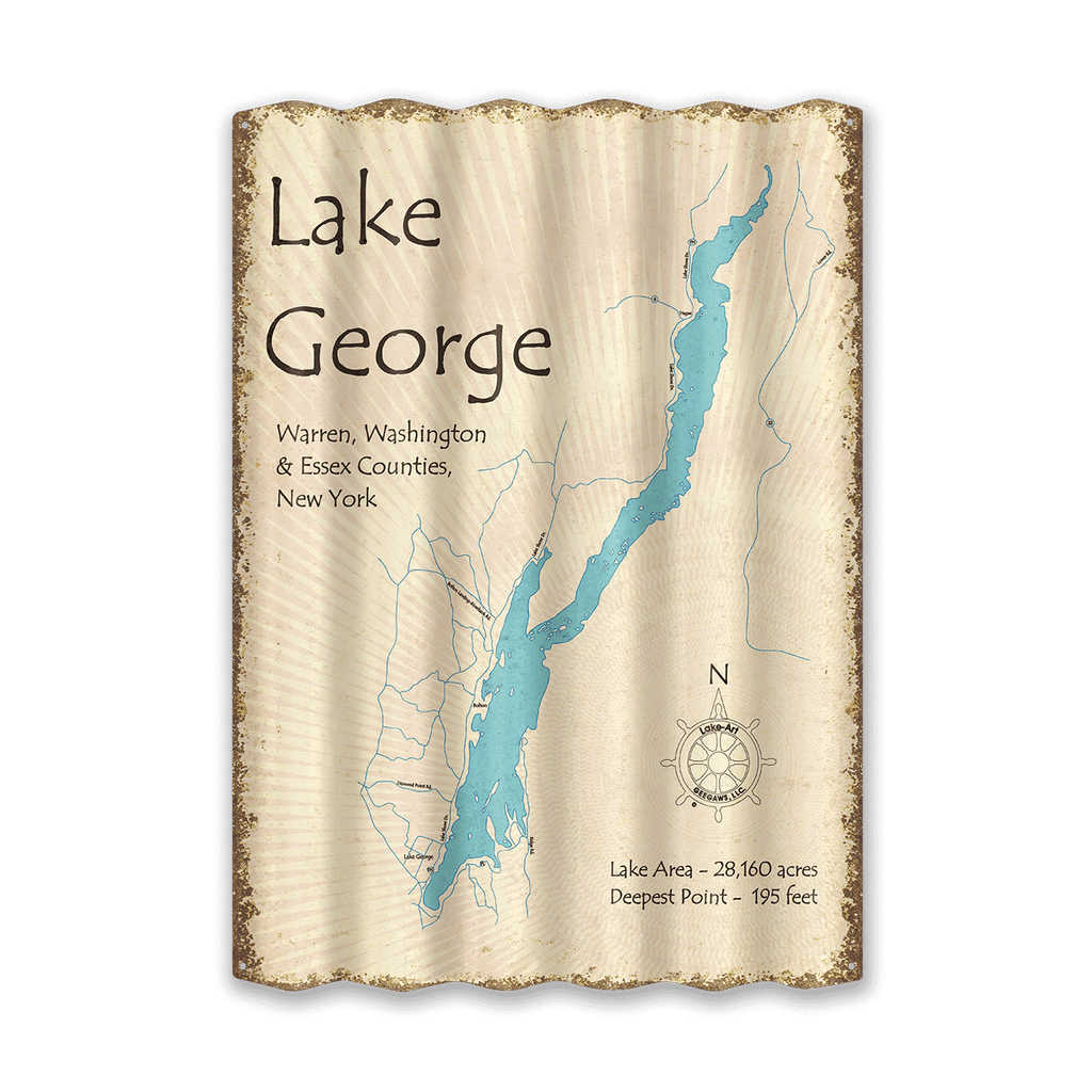 Lake George, New York - Corrugated Metal Wall Art
