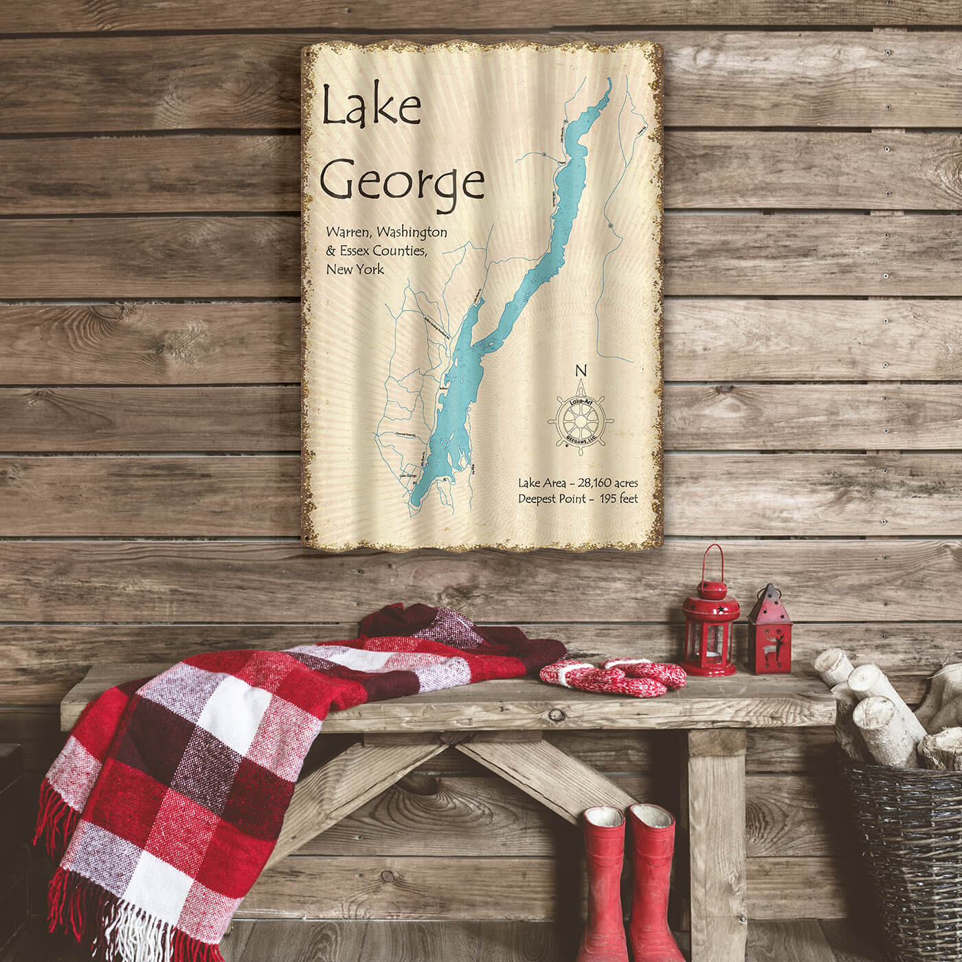 Lake George, New York - Corrugated Metal Wall Art