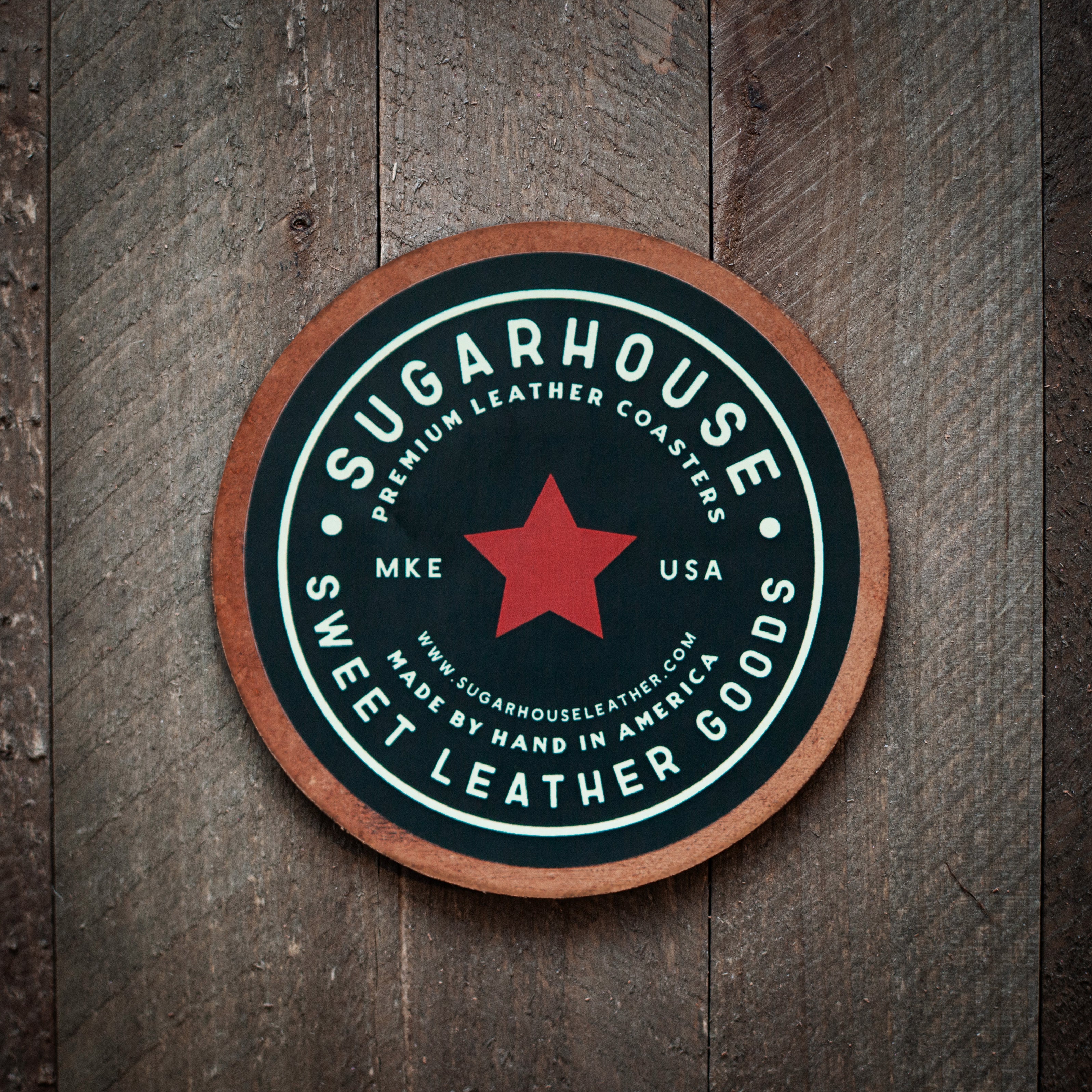 "Just One More" Leather Coaster