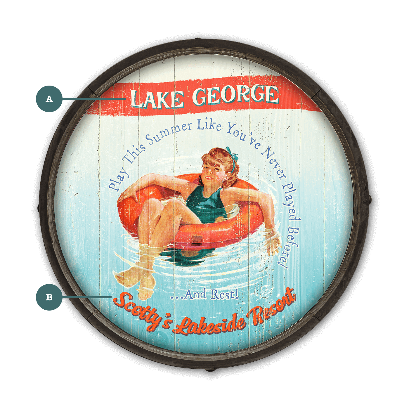 Play This Summer: Girl - Barrel End Wall Art
