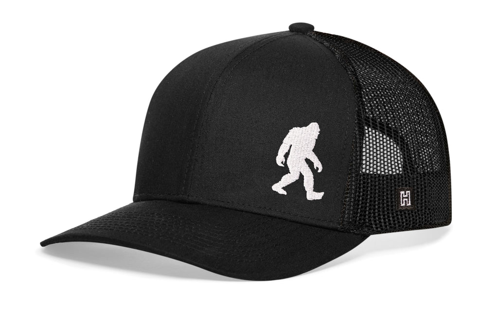 Bigfoot Trucker Hat — Sasquatch Embroidered Snapback, 3 Colors