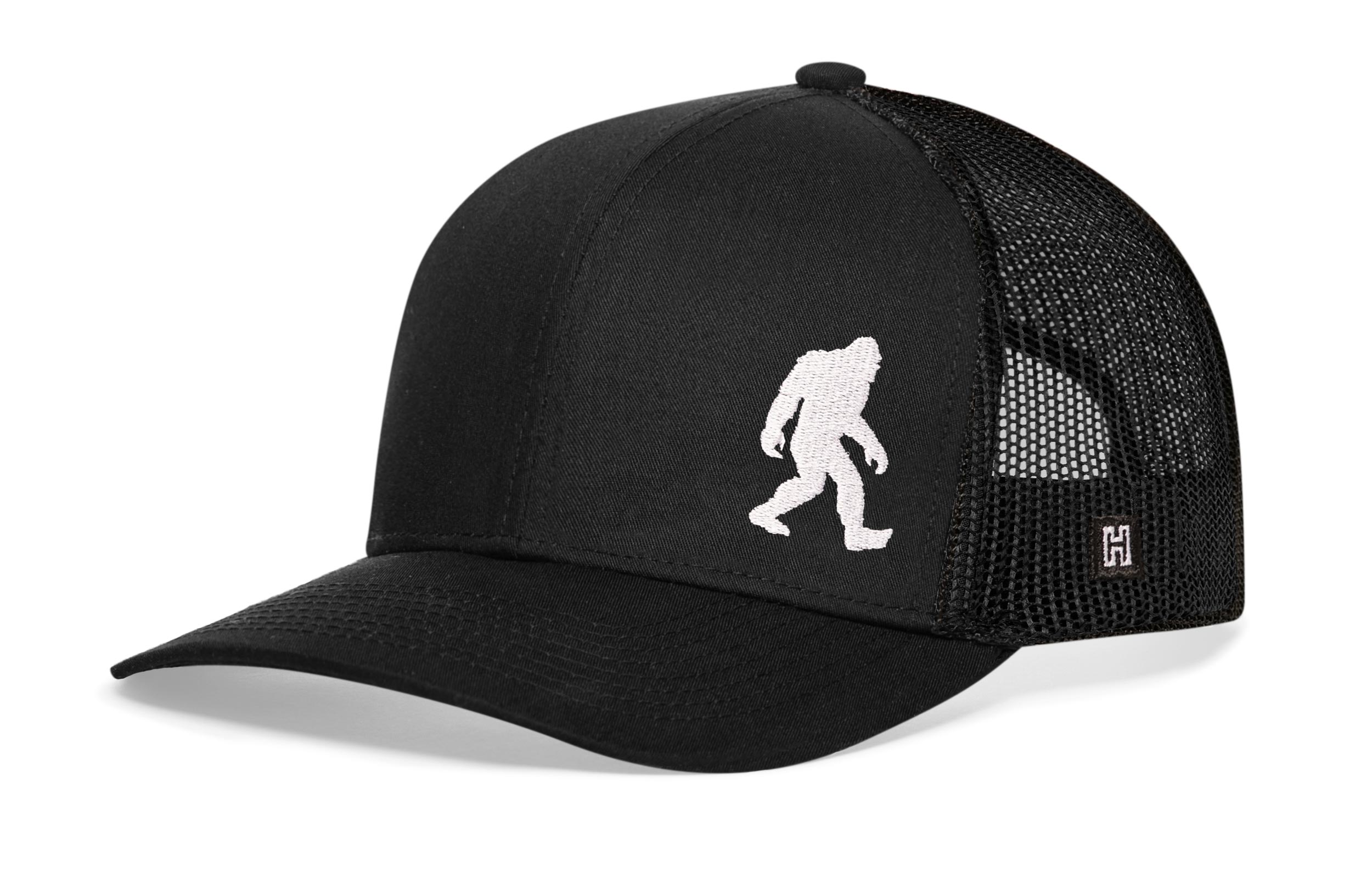 Bigfoot Trucker Hat — Sasquatch Embroidered Snapback, 3 Colors