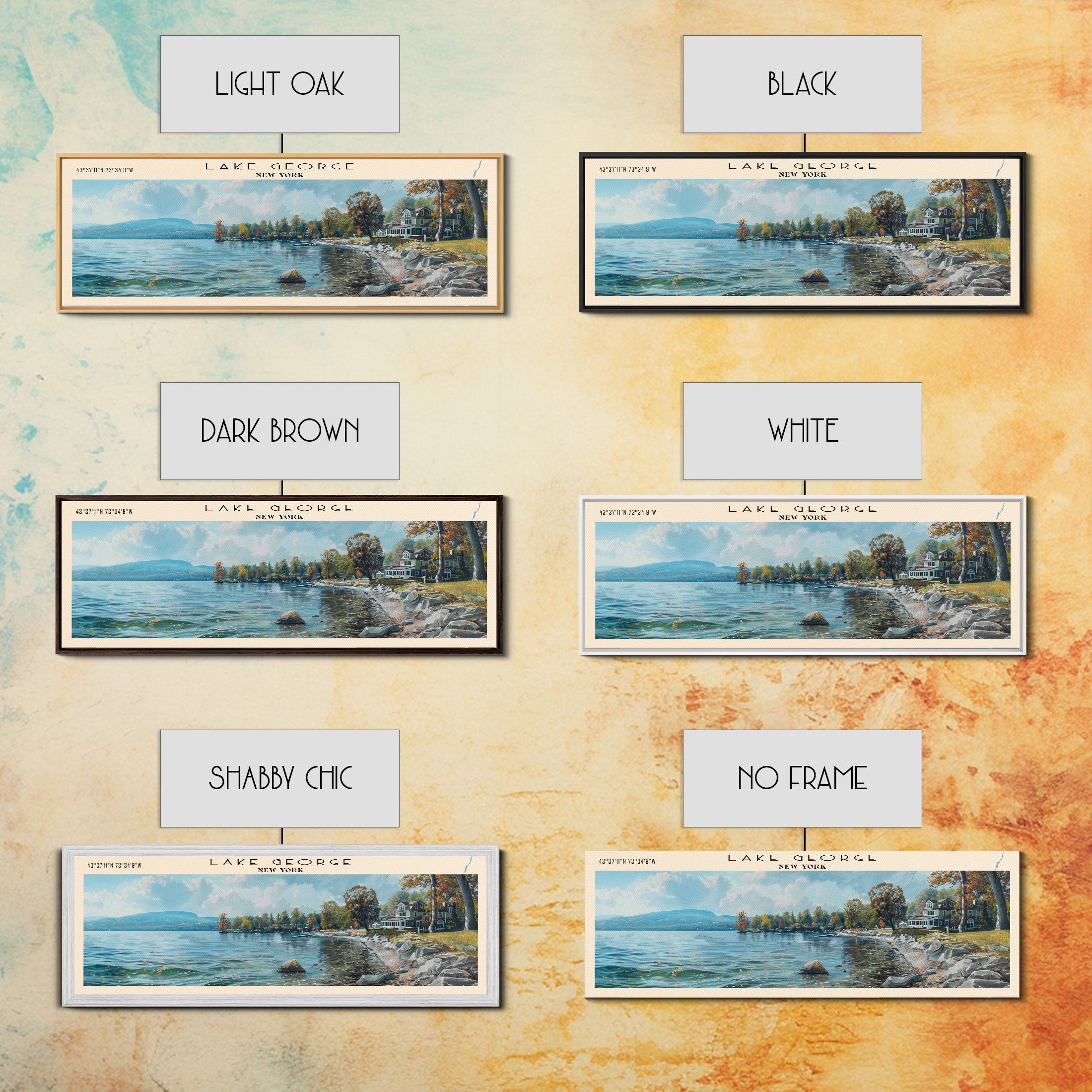 Lake George New York Panoramic Canvas Print — Framed Wall Art