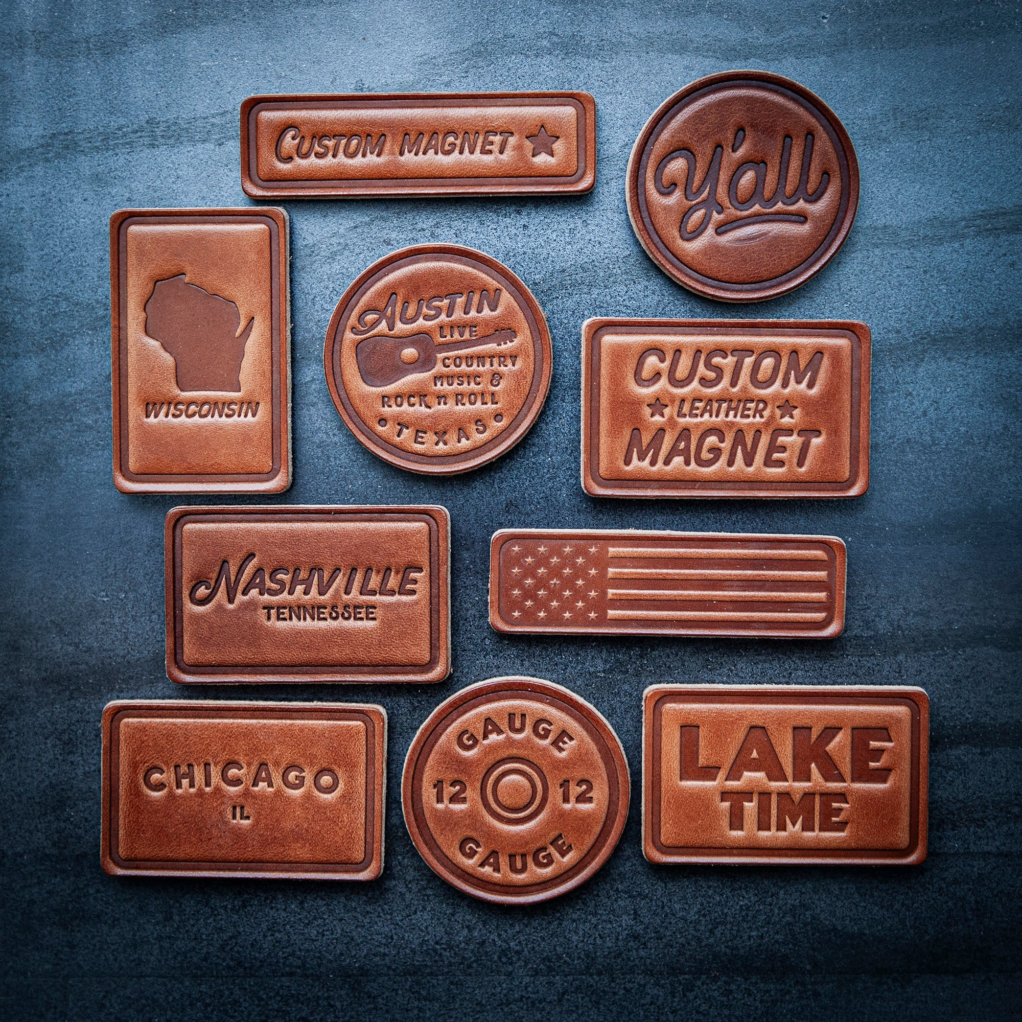 "Lake Time" Leather Magnet Block Style