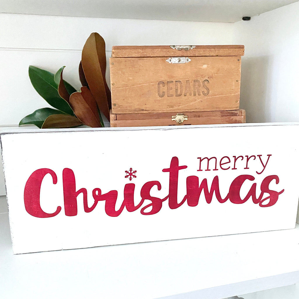 Merry Christmas Wood Sign | Snowflake Design