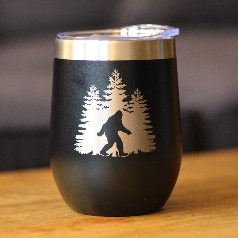 Bigfoot Wine Tumbler — 12oz Stainless Steel, Vacuum Insulated, Sliding Lid