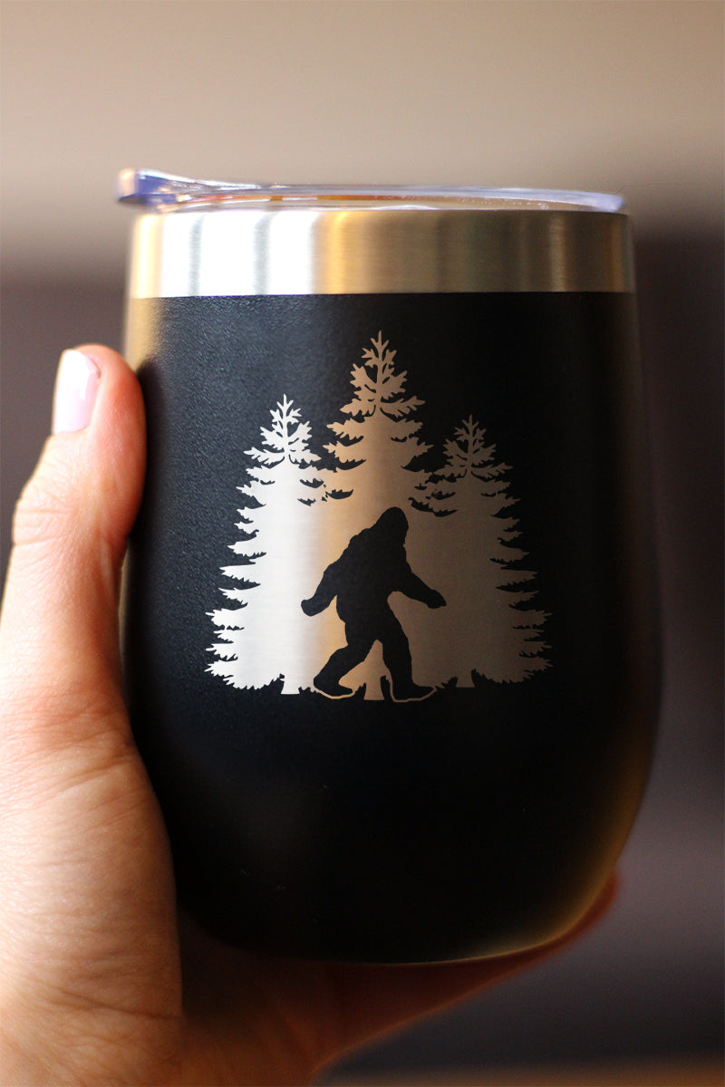 Bigfoot Wine Tumbler — 12oz Stainless Steel, Vacuum Insulated, Sliding Lid