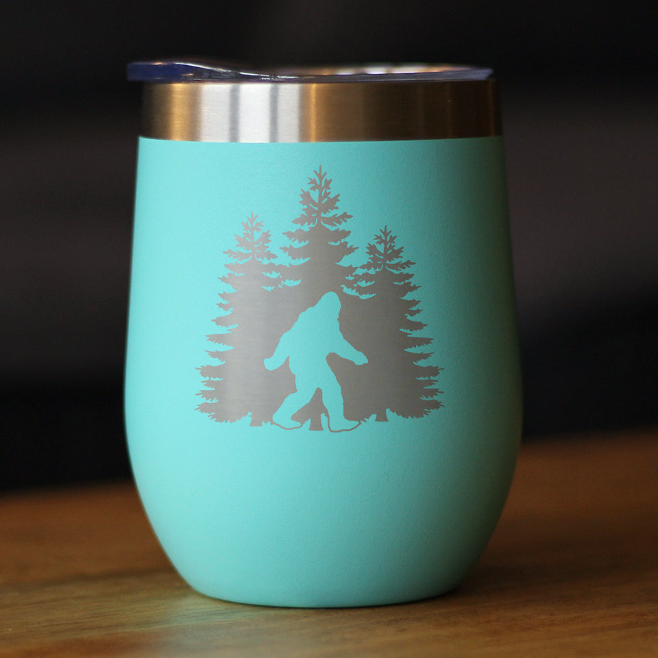 Bigfoot Wine Tumbler — 12oz Stainless Steel, Vacuum Insulated, Sliding Lid