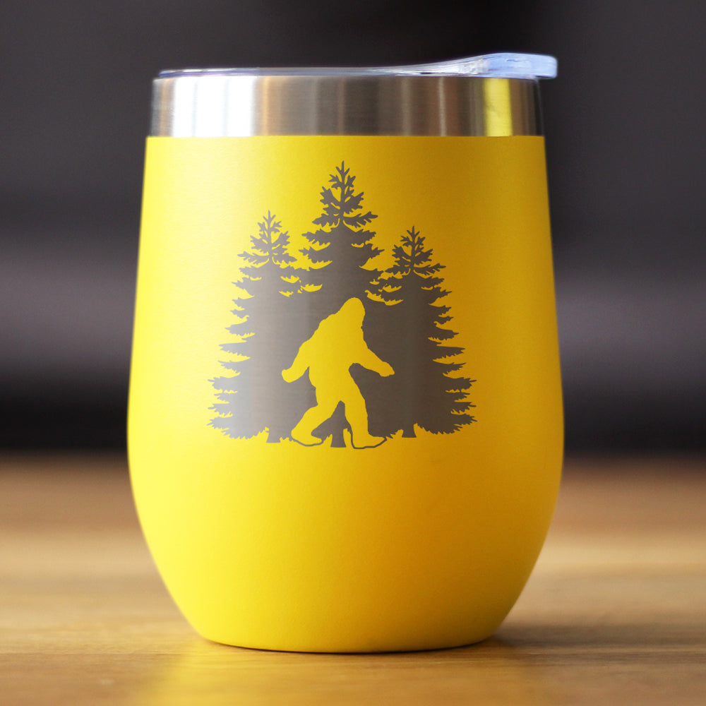 Bigfoot Wine Tumbler — 12oz Stainless Steel, Vacuum Insulated, Sliding Lid