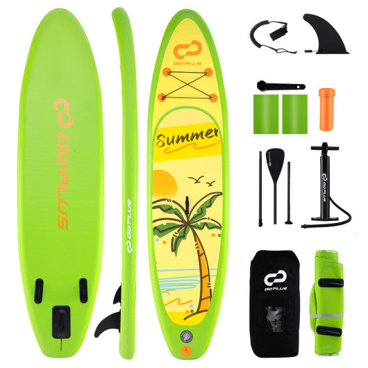 Inflatable Stand-Up Paddle Board — 11', 3 Fins, Full Kit (Green + Yellow)