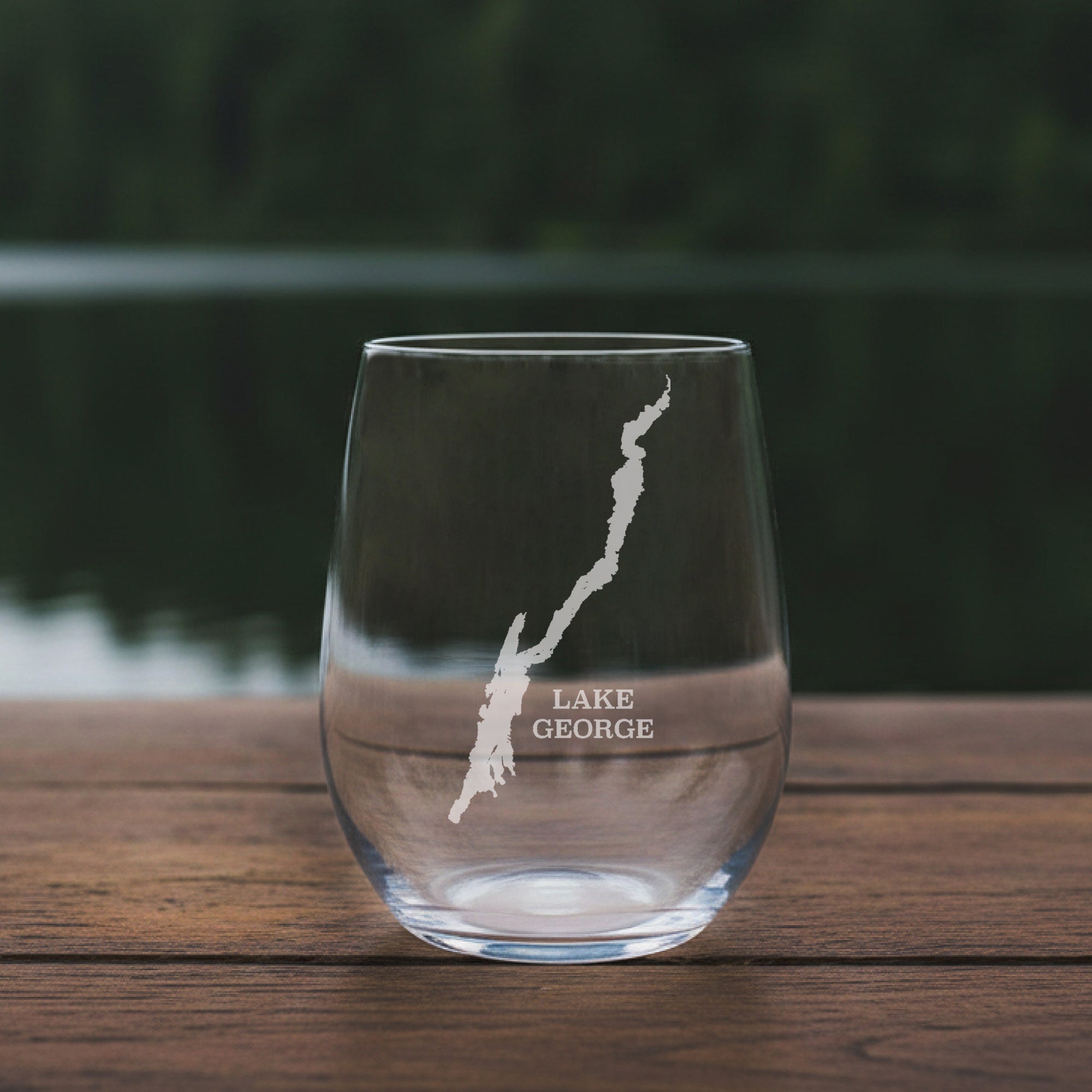 Lake George New York Map Laser Engraved Glasses