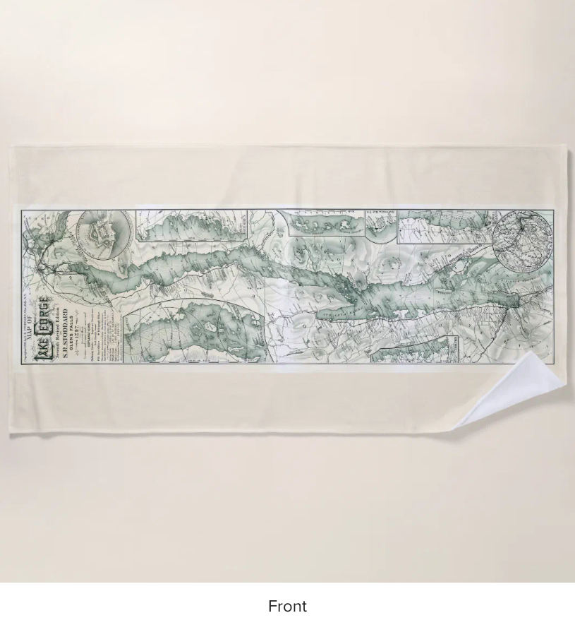 Lake George Beach Towel - Stoddard Map Edition - Front