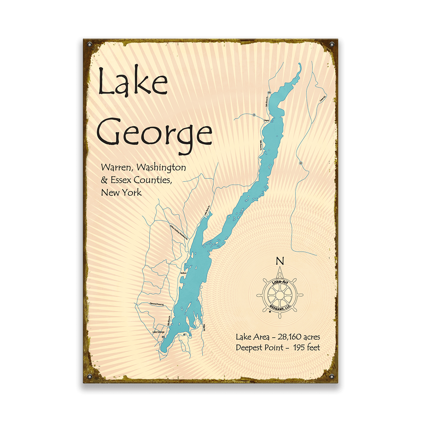 Lake George, New York - Wood & Metal Wall Art