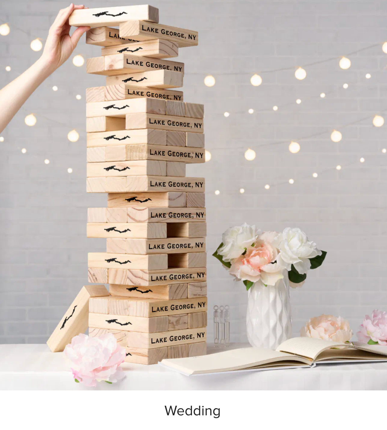 Lake George Giant Jenga Set at wedding