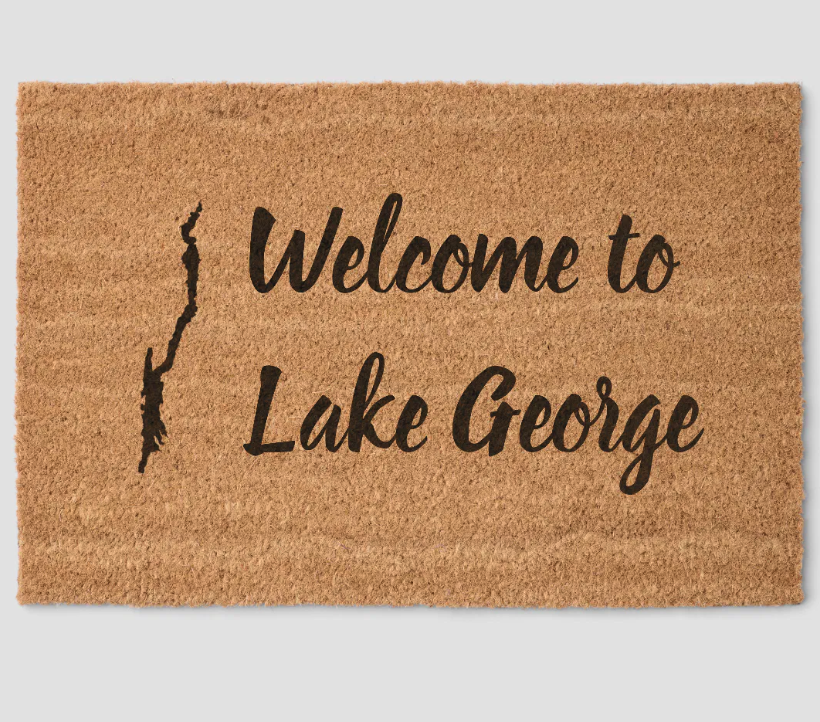 Welcome to Lake George Door Mat with Lake Silhouette