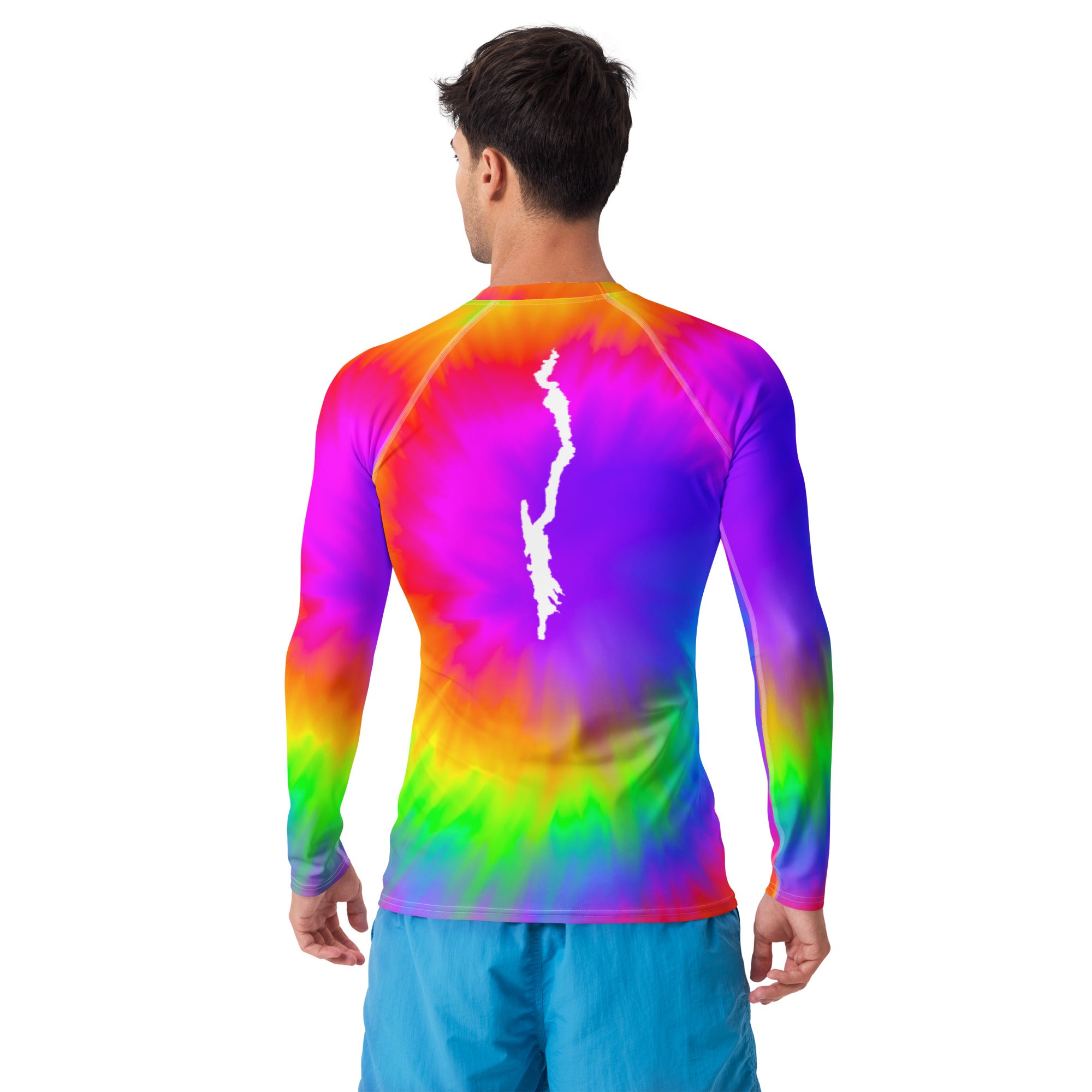 Lake George tie-dye rash guard back view