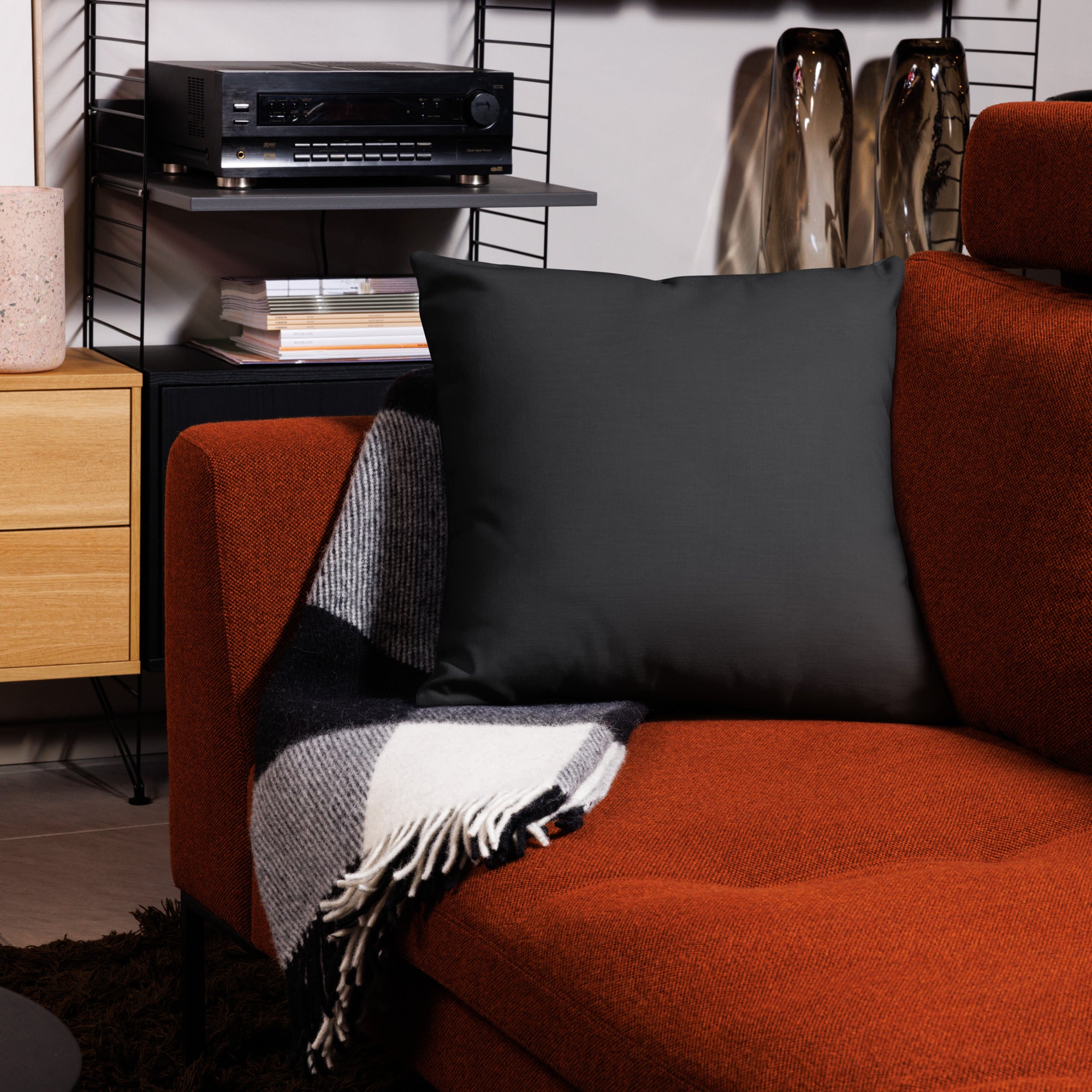 Lake George Throw Pillow In Black With Crossed Paddles