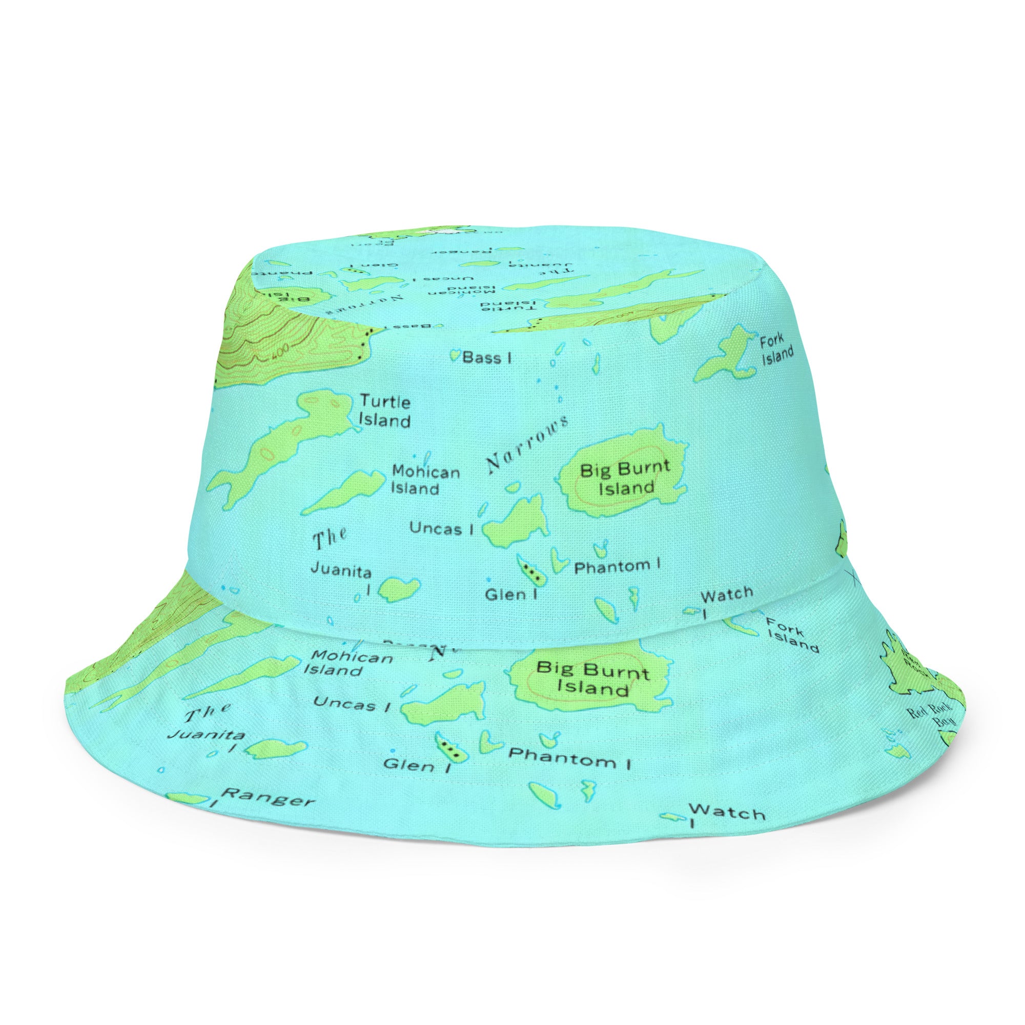 Lake George vintage map of the narrows on bucket hat back view