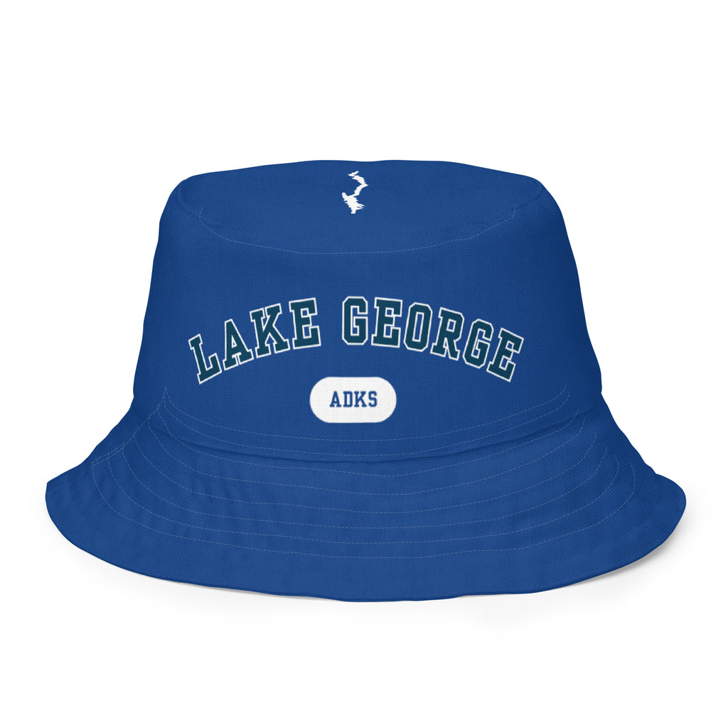 Lake George vintage map of the narrows on bucket hat reversed front view