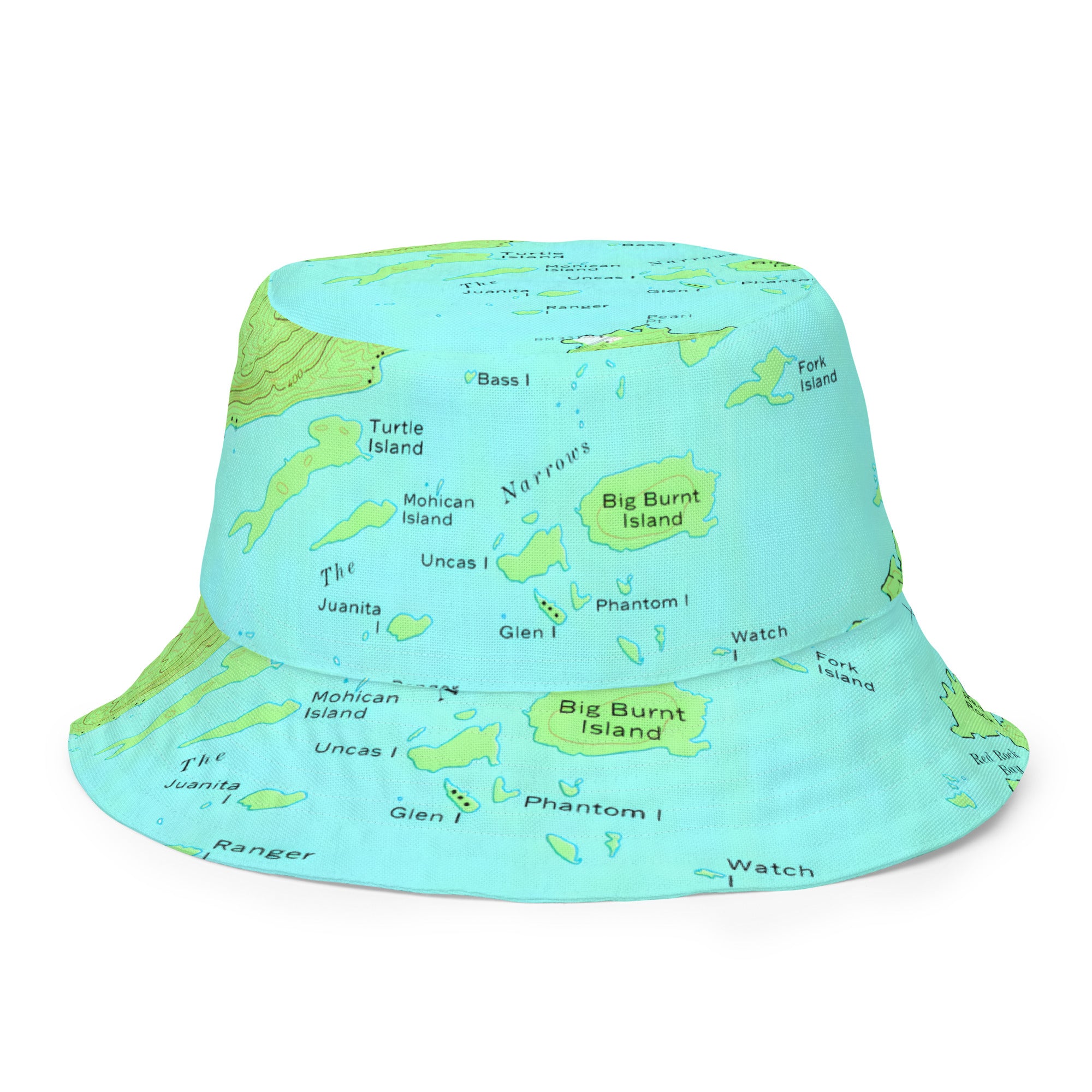 Lake George vintage map of the narrows on bucket hat front view