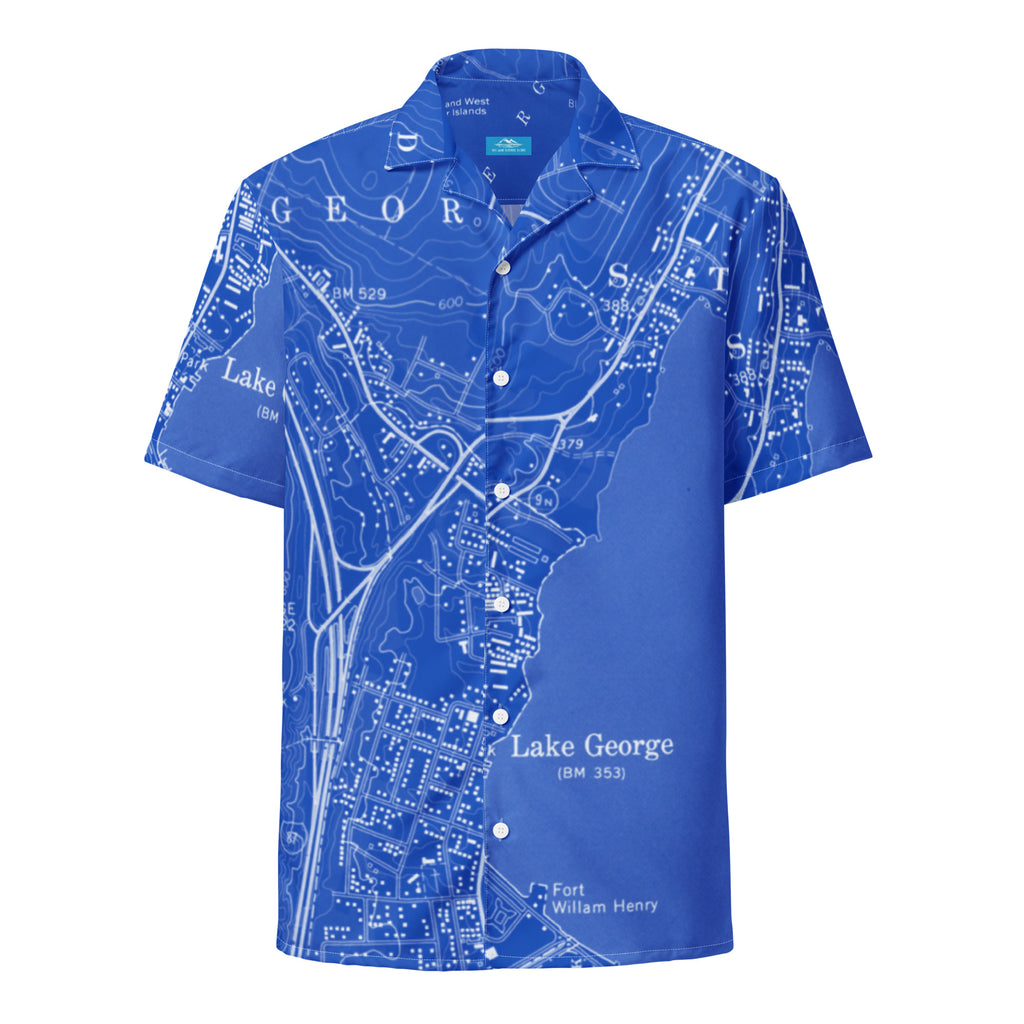 Lake George Vintage Map Shirt - Blueprint Motif
