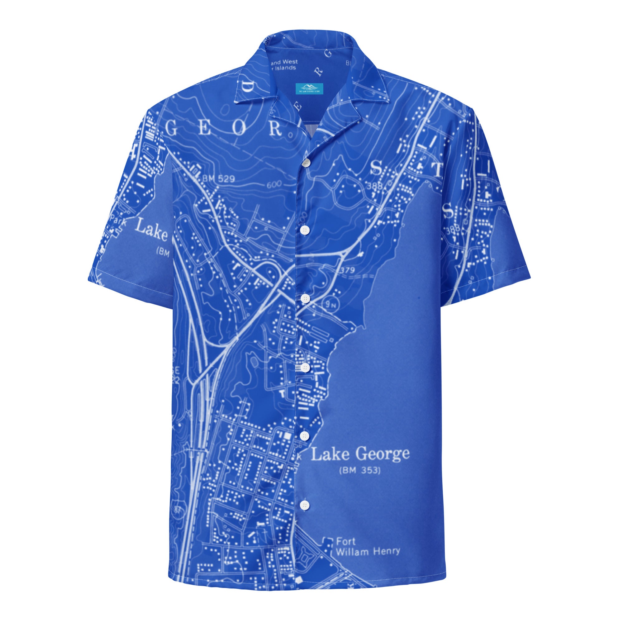 Lake George Vintage Map Shirt - Blueprint Motif
