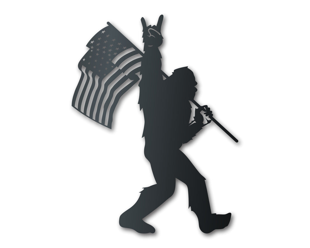 American Bigfoot Patriotic Flag Metal Sign — Indoor/Outdoor, 7 Sizes