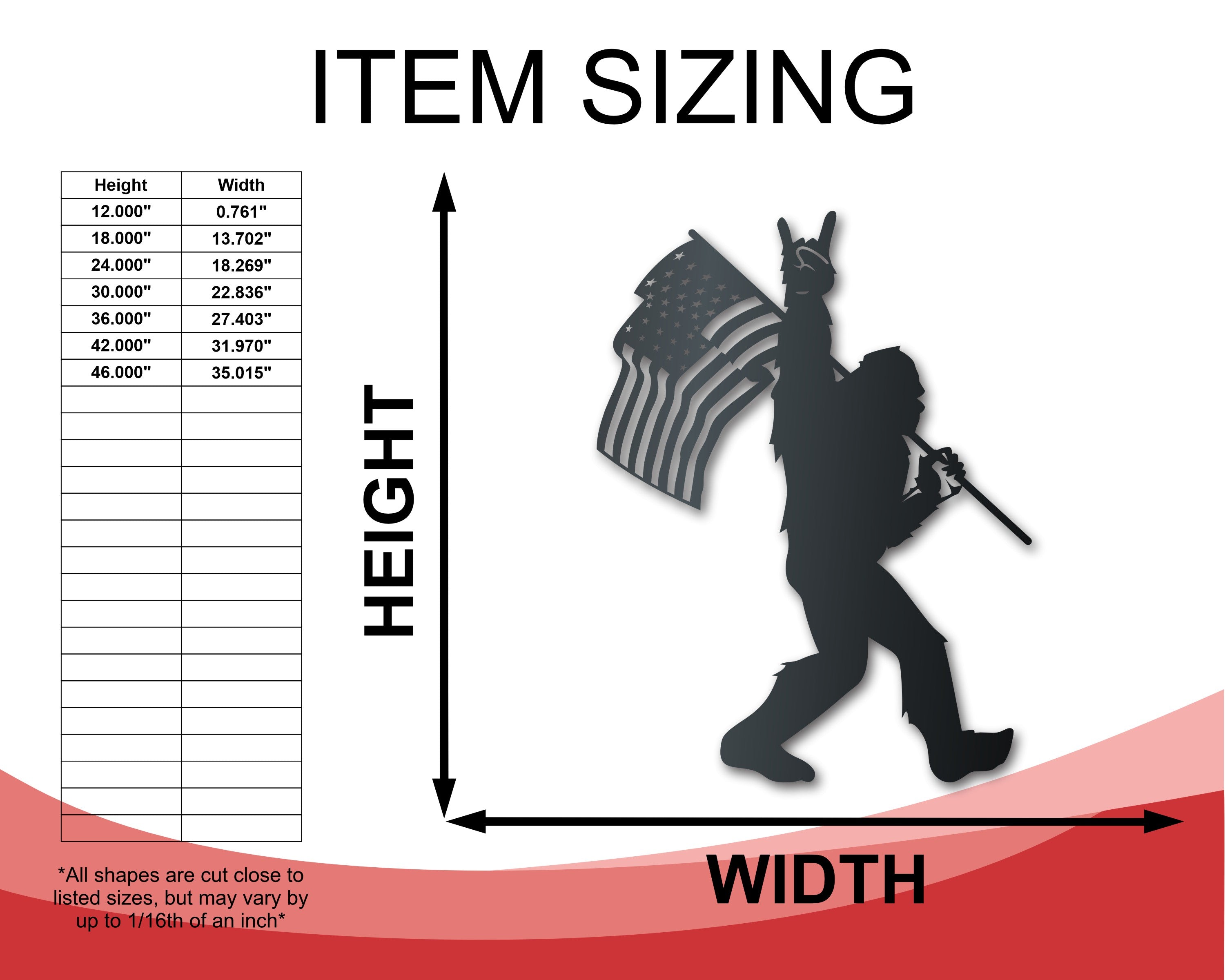 American Bigfoot Patriotic Flag Metal Sign — Indoor/Outdoor, 7 Sizes