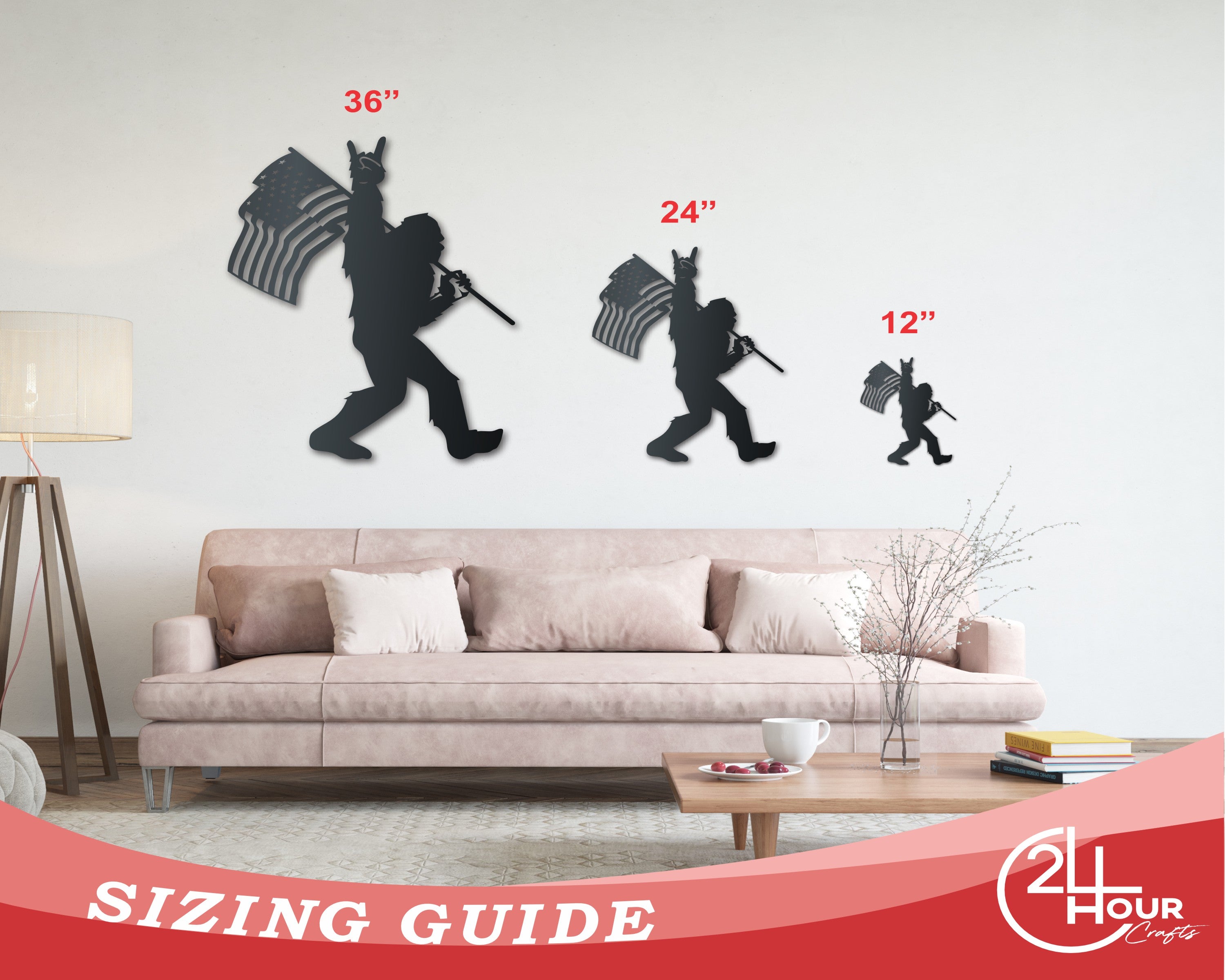 American Bigfoot Patriotic Flag Metal Sign — Indoor/Outdoor, 7 Sizes