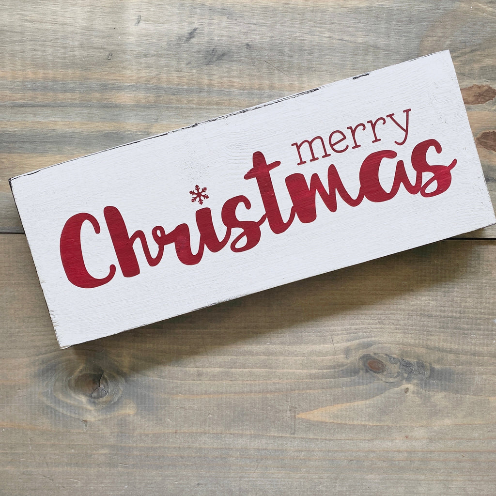Merry Christmas Wood Sign | Snowflake Design