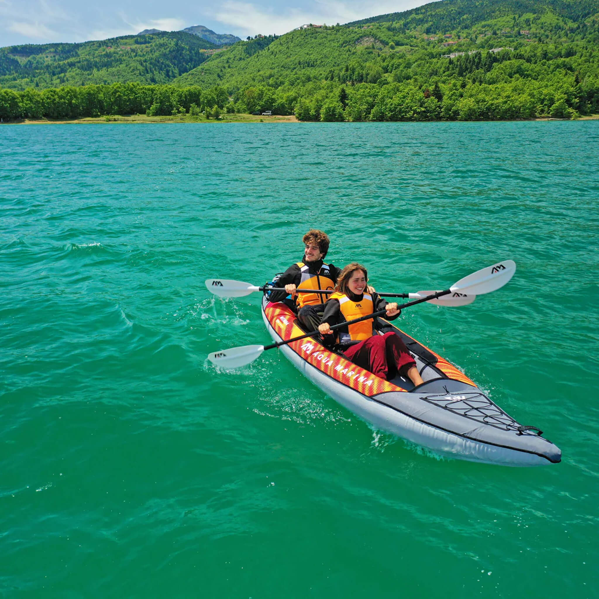 Aqua Marina Memba 390 2-Person Touring Kayak — 12', Drop-Stitch Deck, Paddles Included