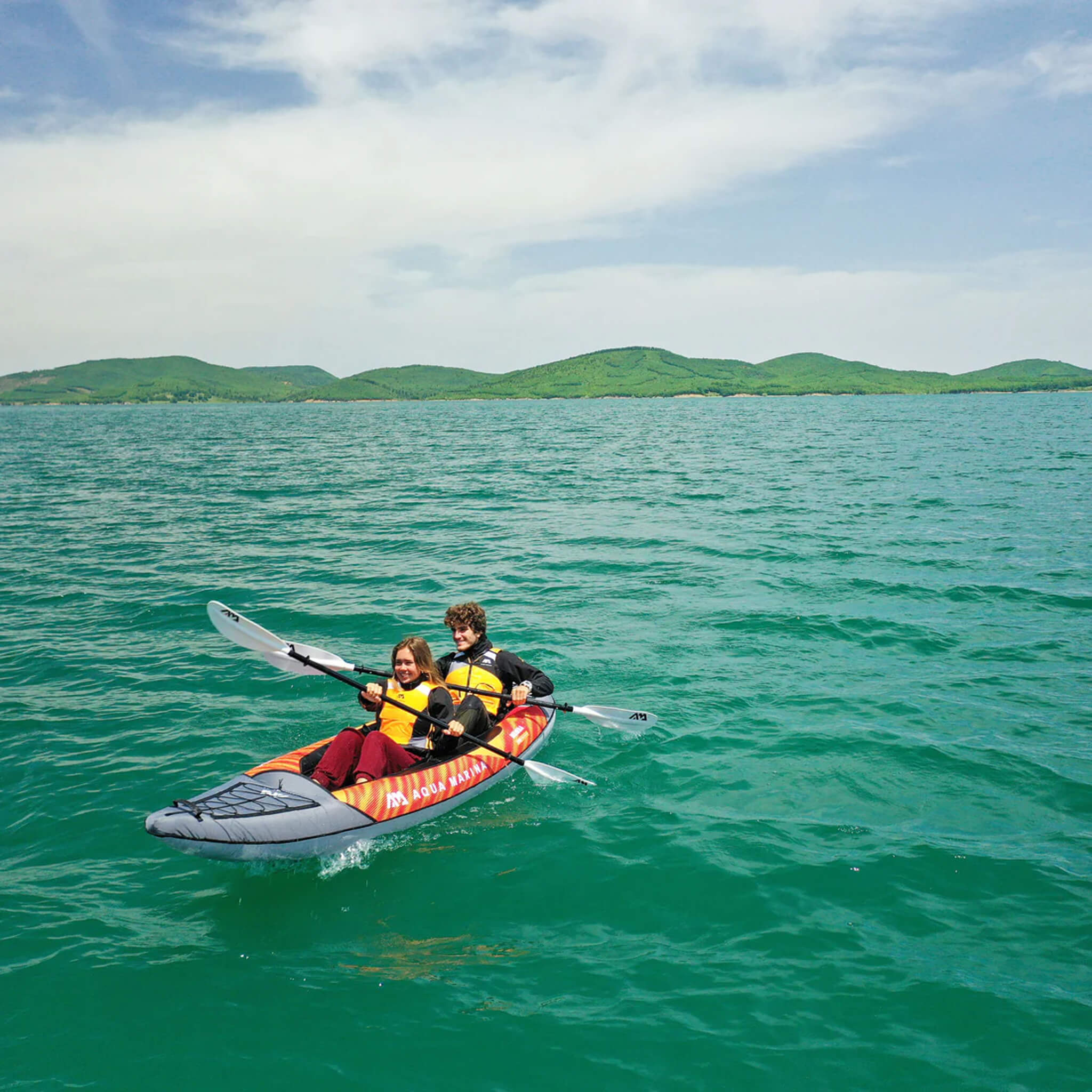 Aqua Marina Memba 390 2-Person Touring Kayak — 12', Drop-Stitch Deck, Paddles Included