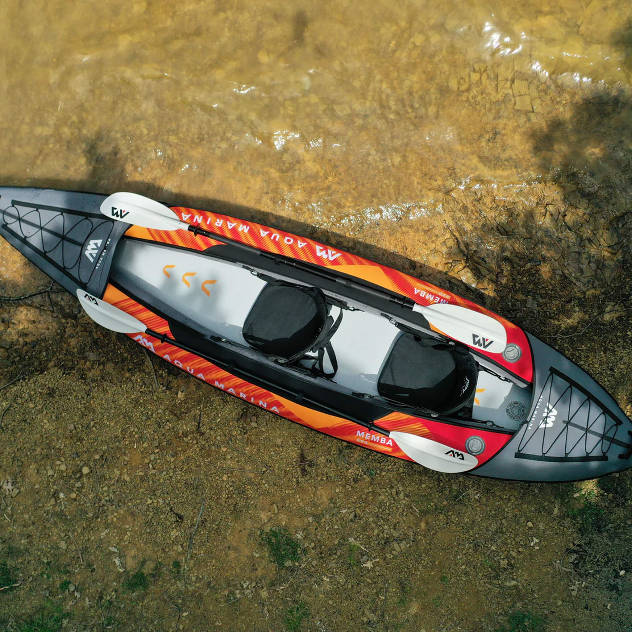 Aqua Marina Memba 390 2-Person Touring Kayak — 12', Drop-Stitch Deck, Paddles Included