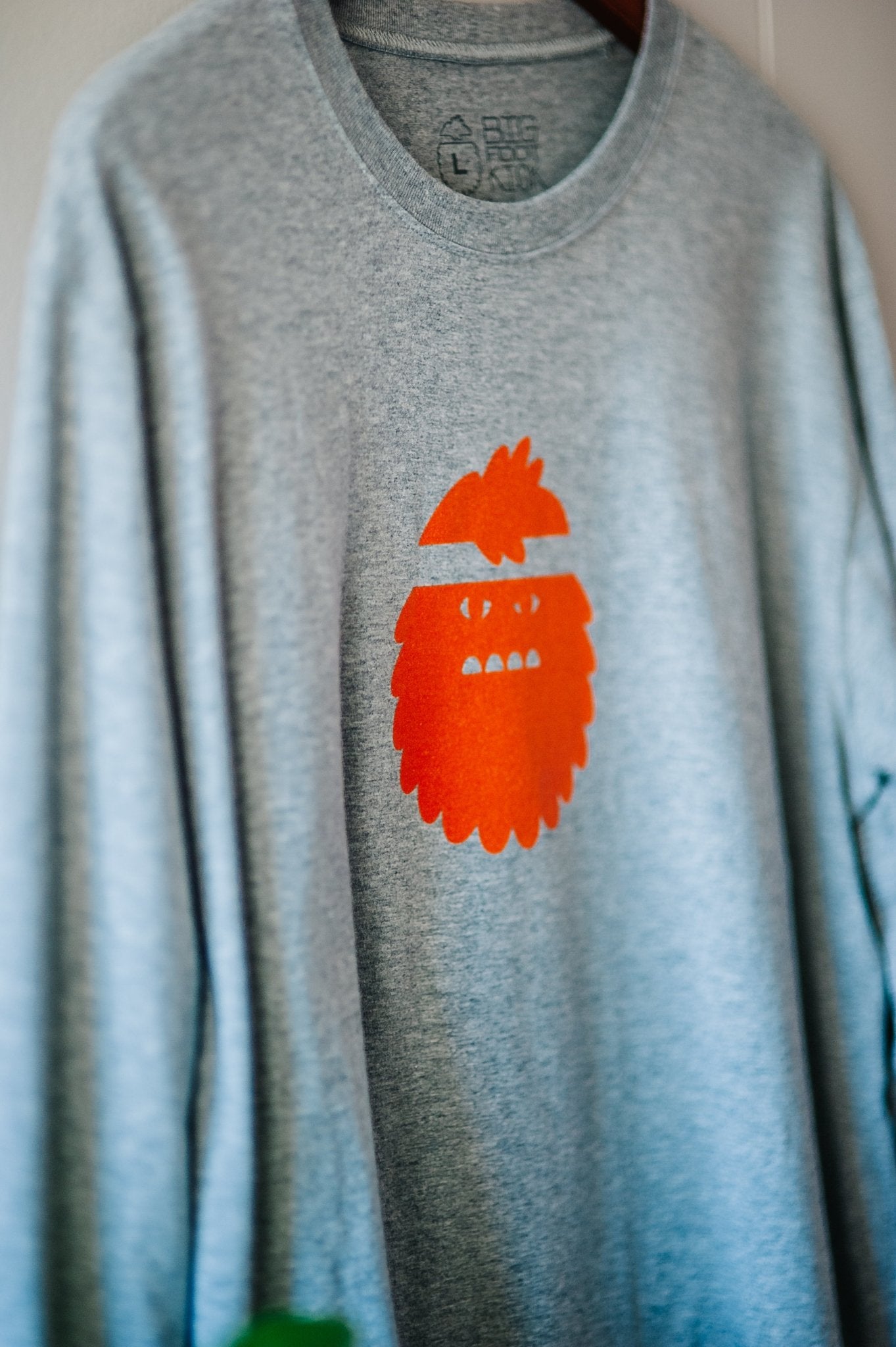 Bigfoot Long Sleeve Shirt — Gray, 100% Combed Cotton
