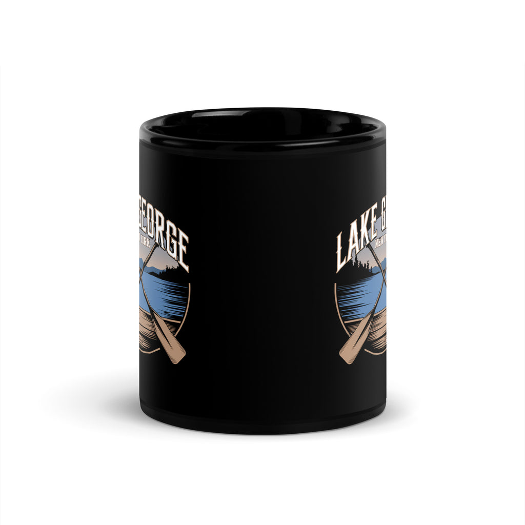 Lake George Mug Crossed Paddles Black