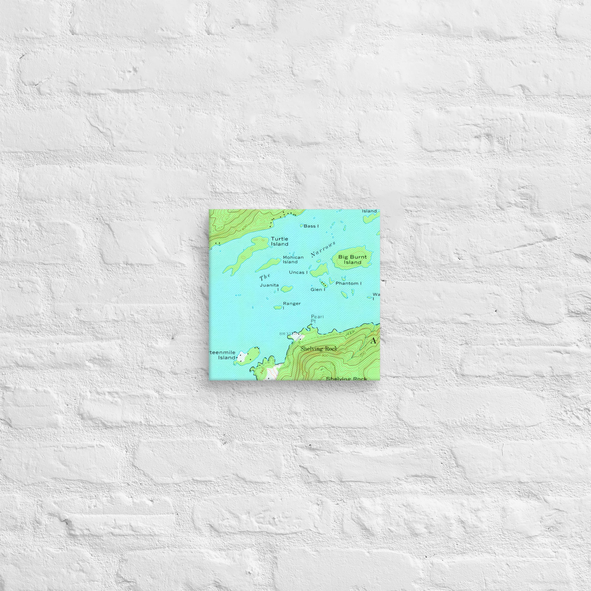Lake George Vintage Map of The Narrows Canvas Print Wall Decor