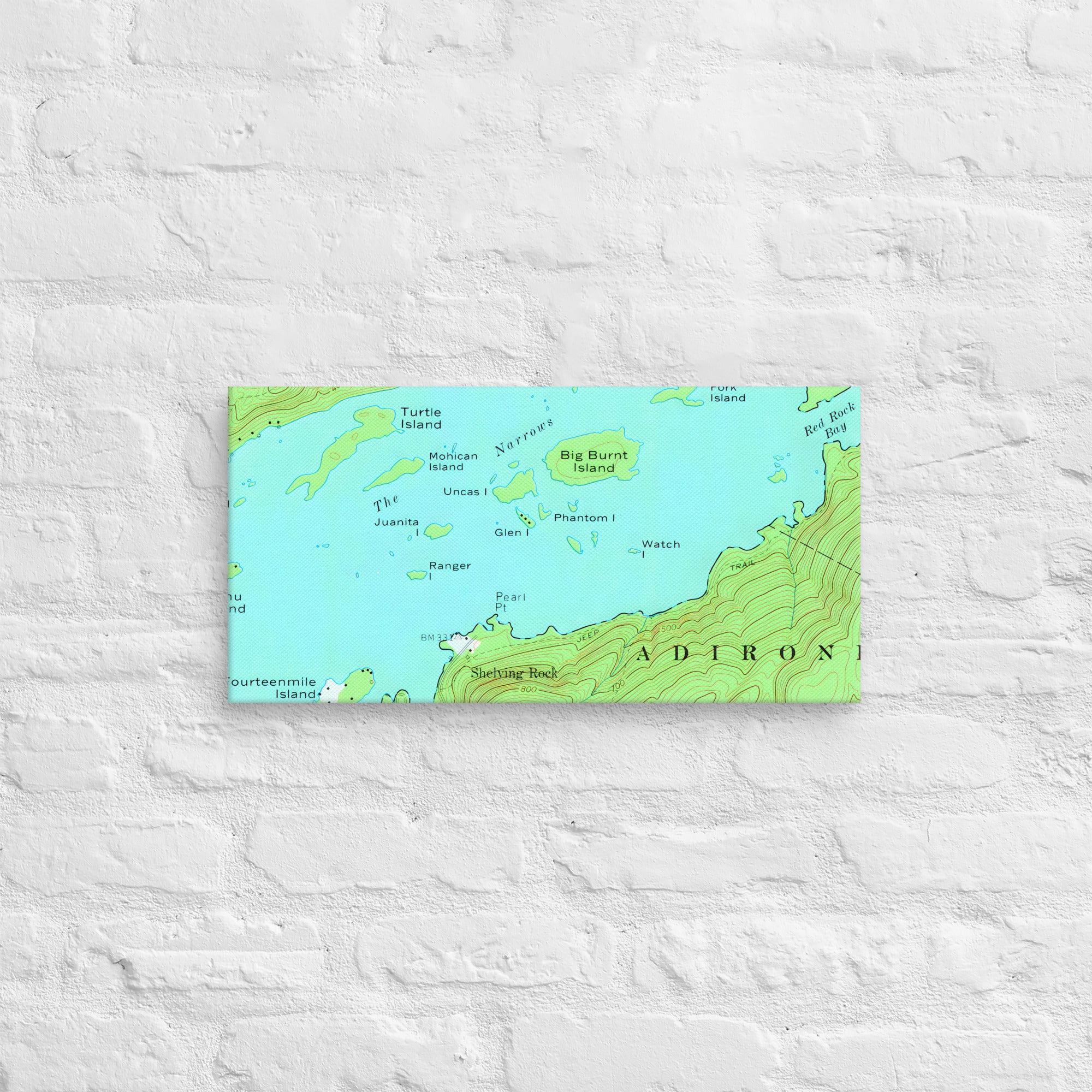 Lake George Vintage Map of The Narrows Canvas Print Wall Decor