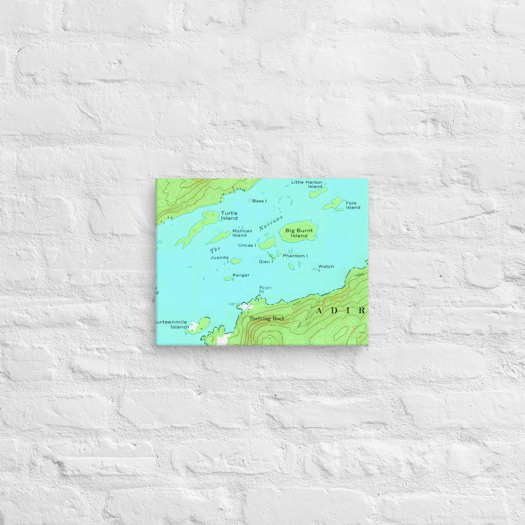 Lake George Vintage Map of The Narrows Canvas Print Wall Decor