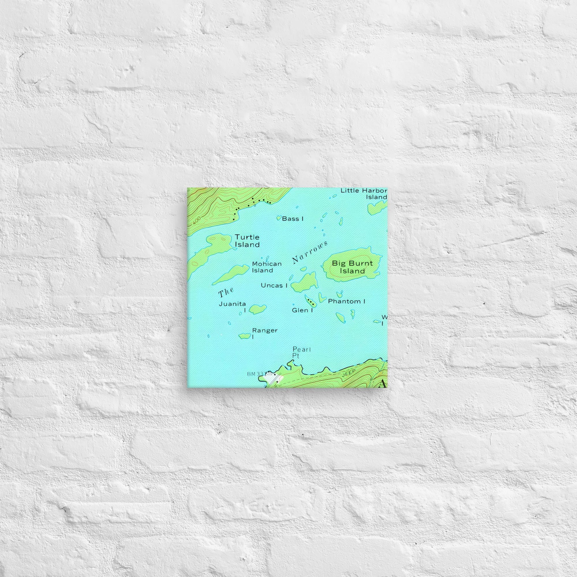 Lake George Vintage Map of The Narrows Canvas Print Wall Decor