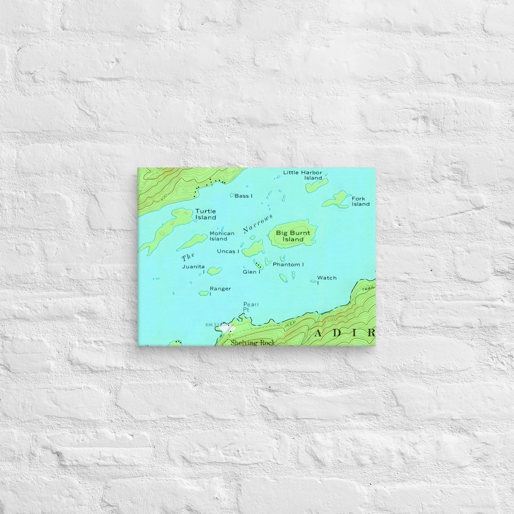 Lake George Vintage Map of The Narrows Canvas Print Wall Decor