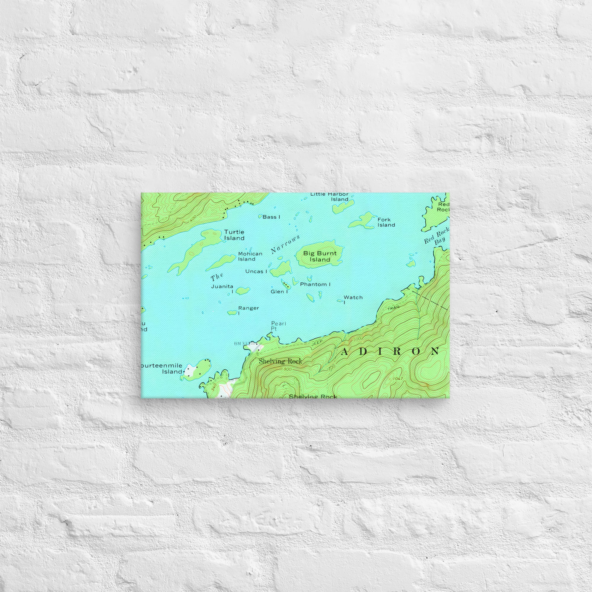 Lake George Vintage Map of The Narrows Canvas Print Wall Decor