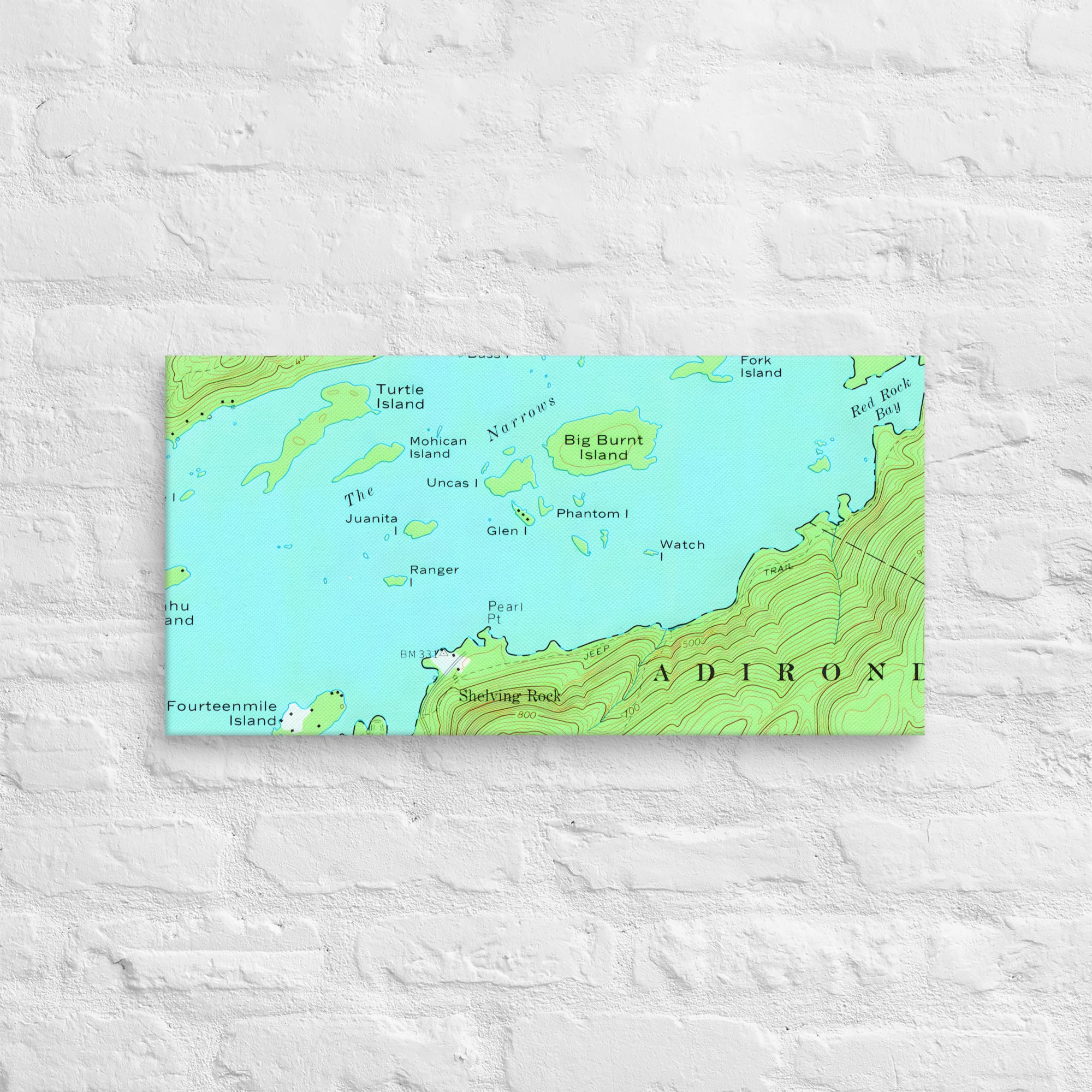 Lake George Vintage Map of The Narrows Canvas Print Wall Decor