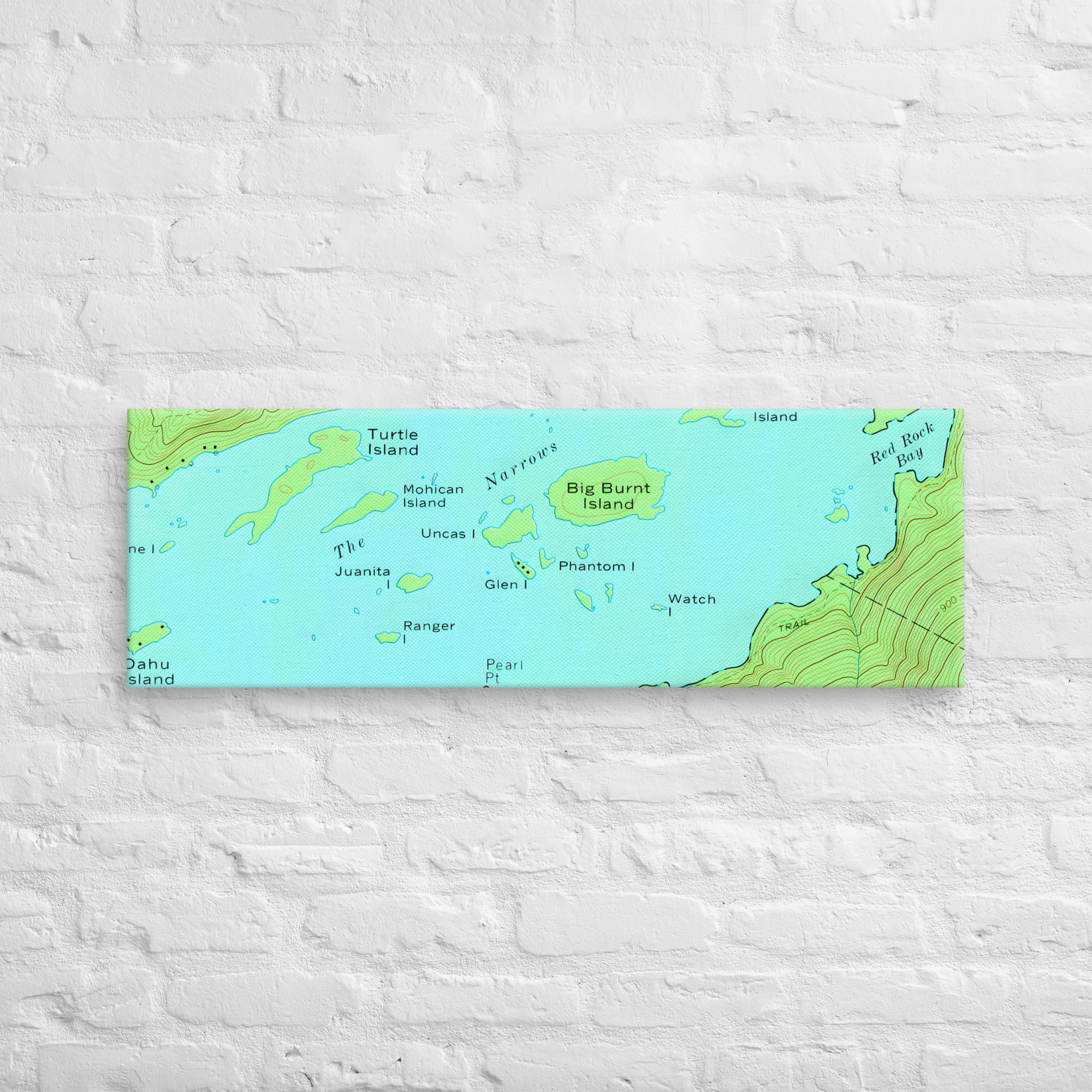 Lake George Vintage Map of The Narrows Canvas Print Wall Decor