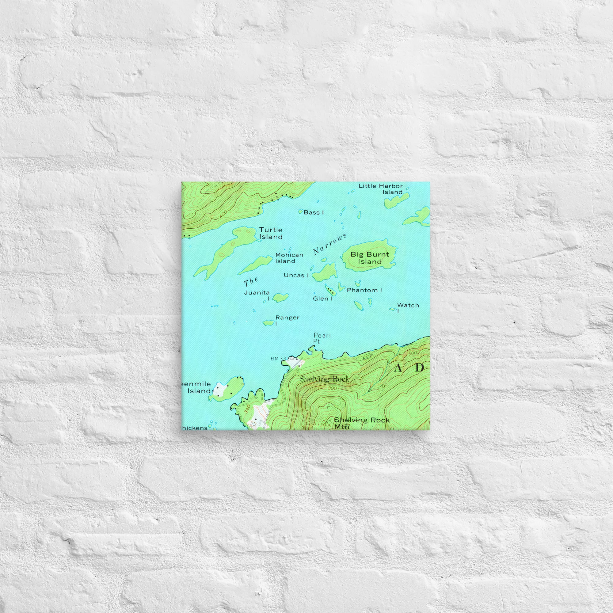 Product mockLake George Vintage Map of The Narrows Canvas Print Wall Decor