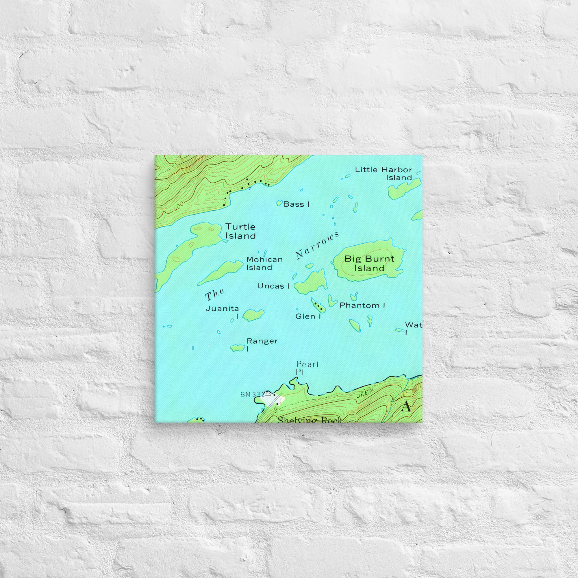 Lake George Vintage Map of The Narrows Canvas Print Wall Decor