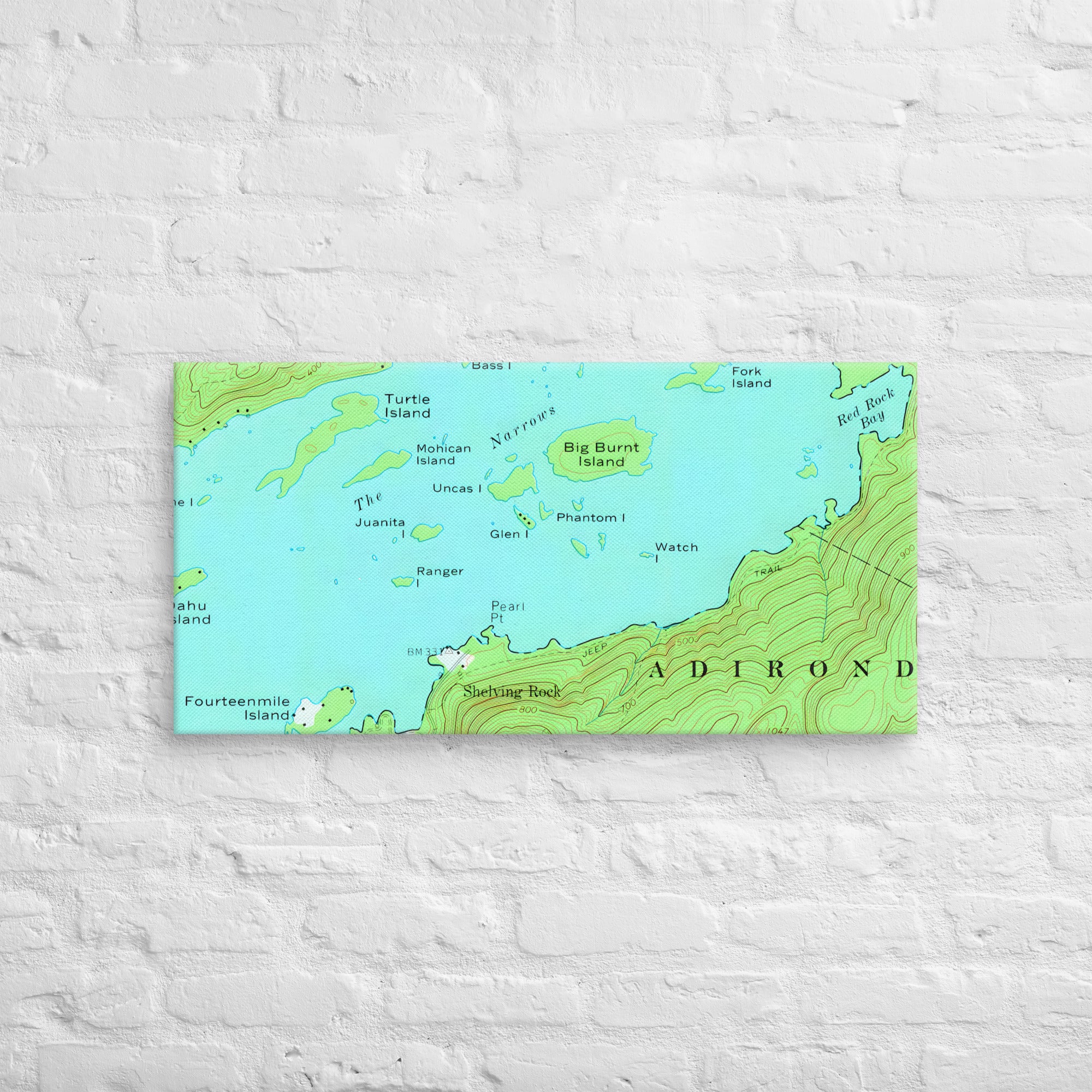 Lake George Vintage Map of The Narrows Canvas Print Wall Decor