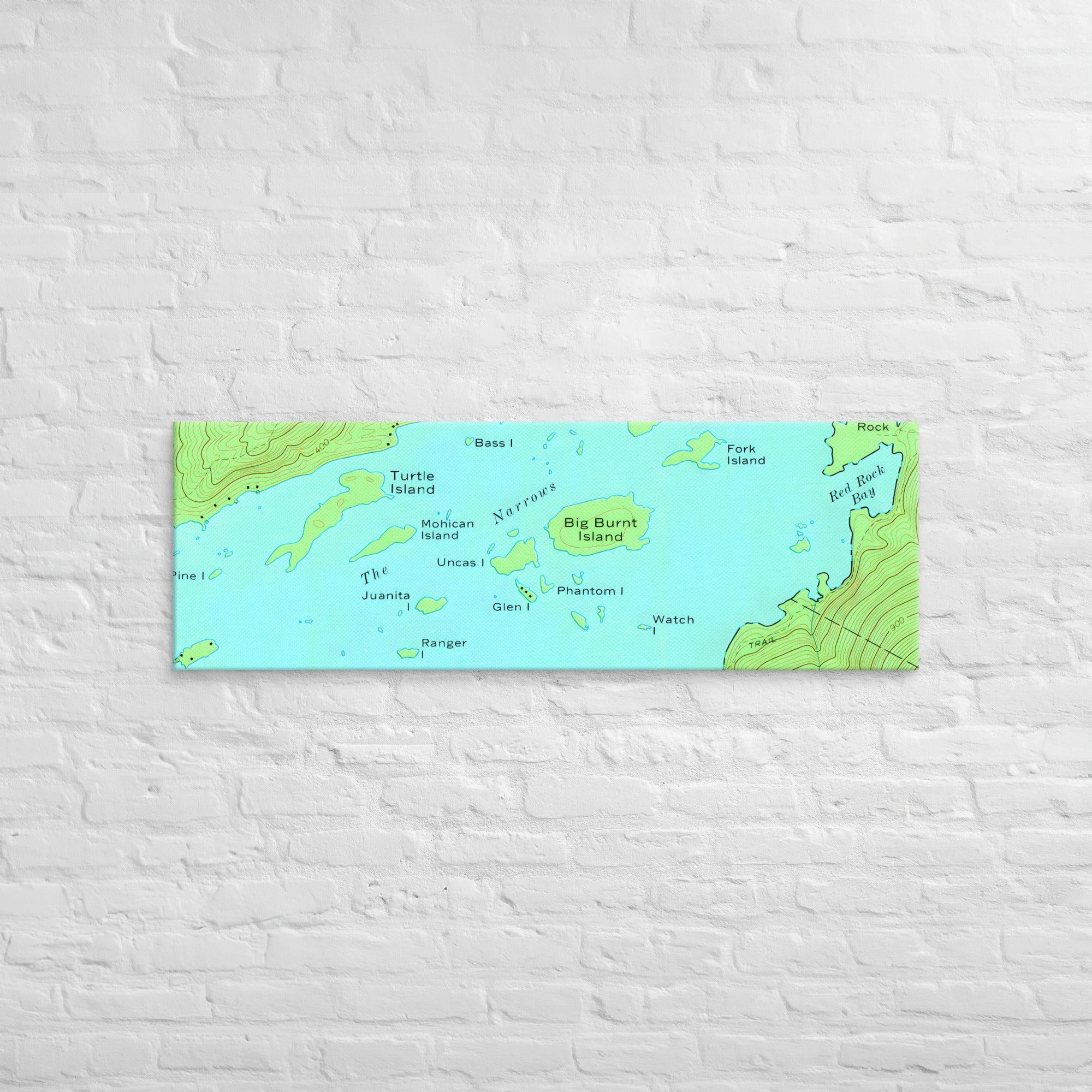 Lake George Vintage Map of The Narrows Canvas Print Wall Decor