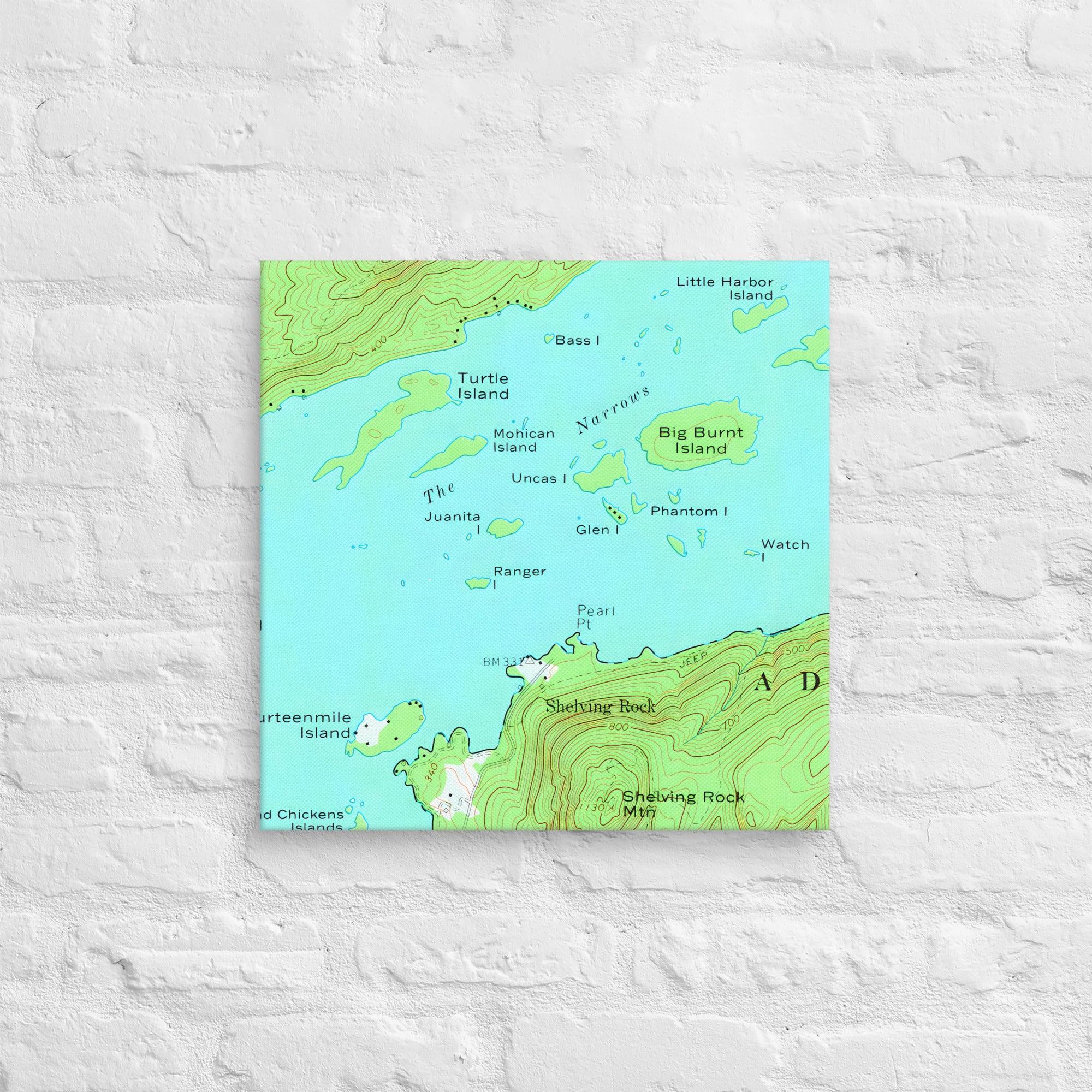 Lake George Vintage Map of The Narrows Canvas Print Wall Decor